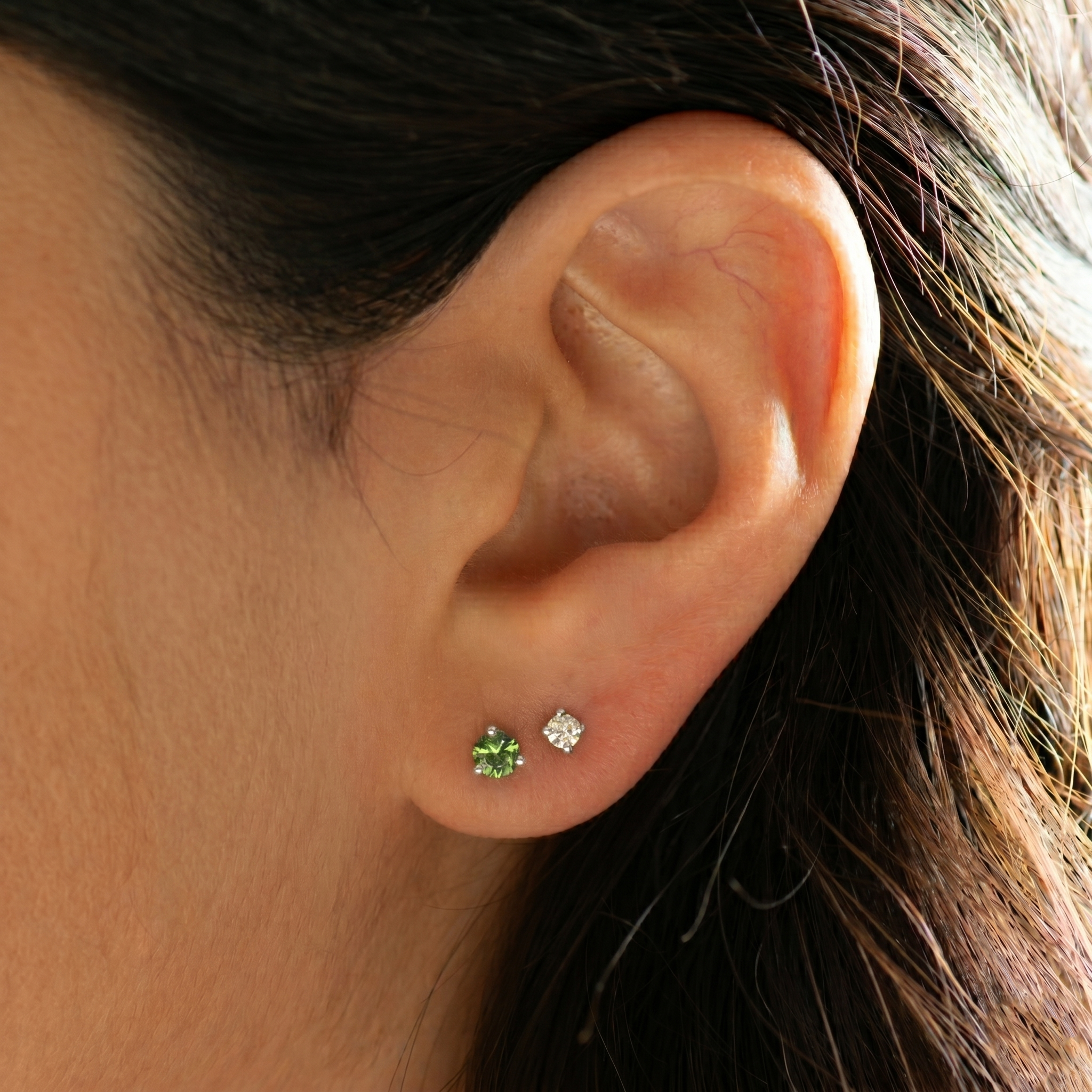 Green Sapphire Stud Earrings