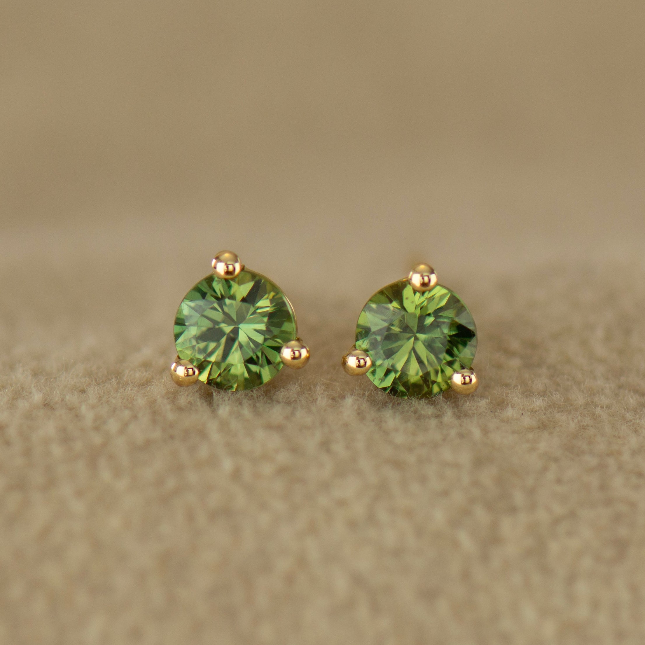 Green Sapphire Stud Earrings