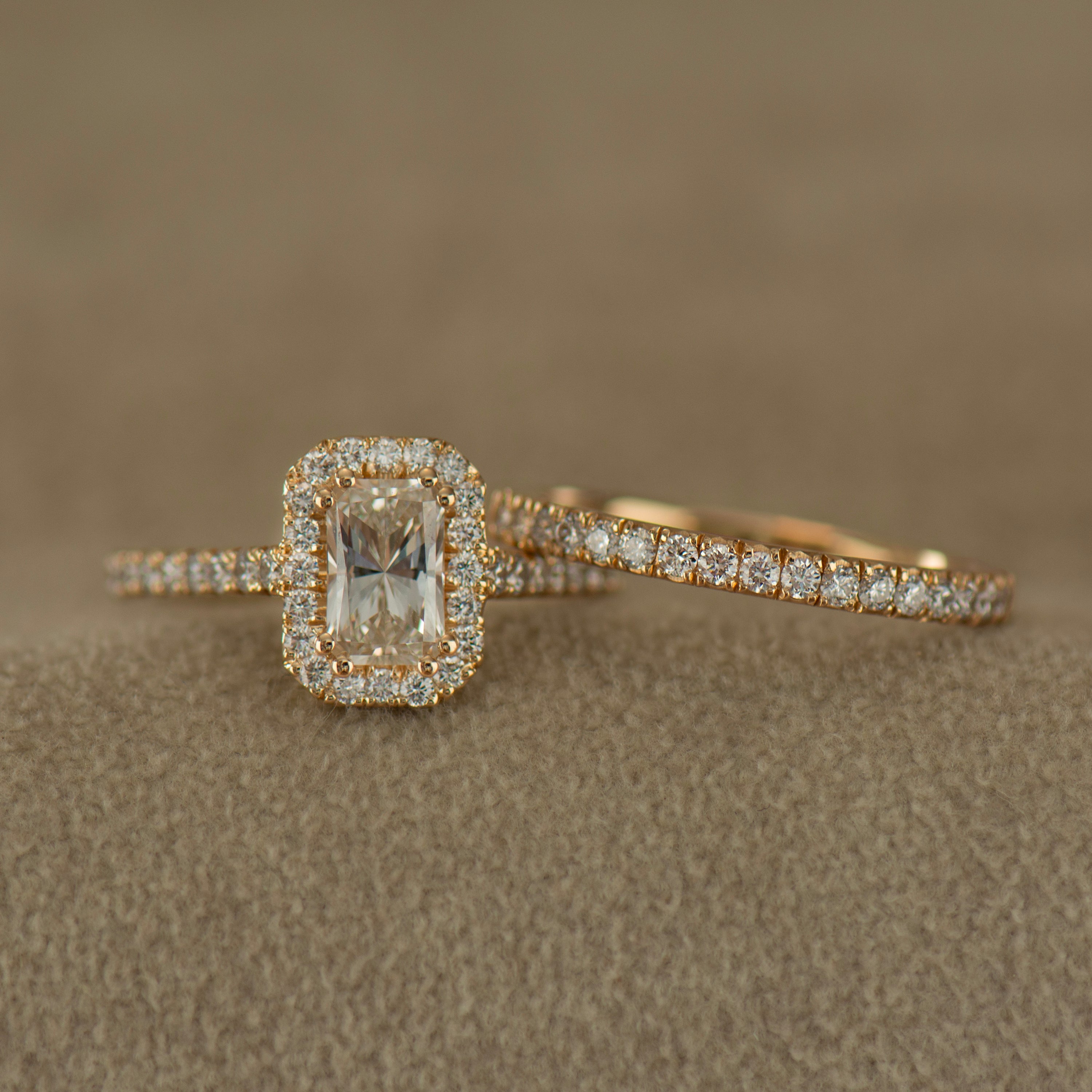 Elongated Radiant Halo Ring