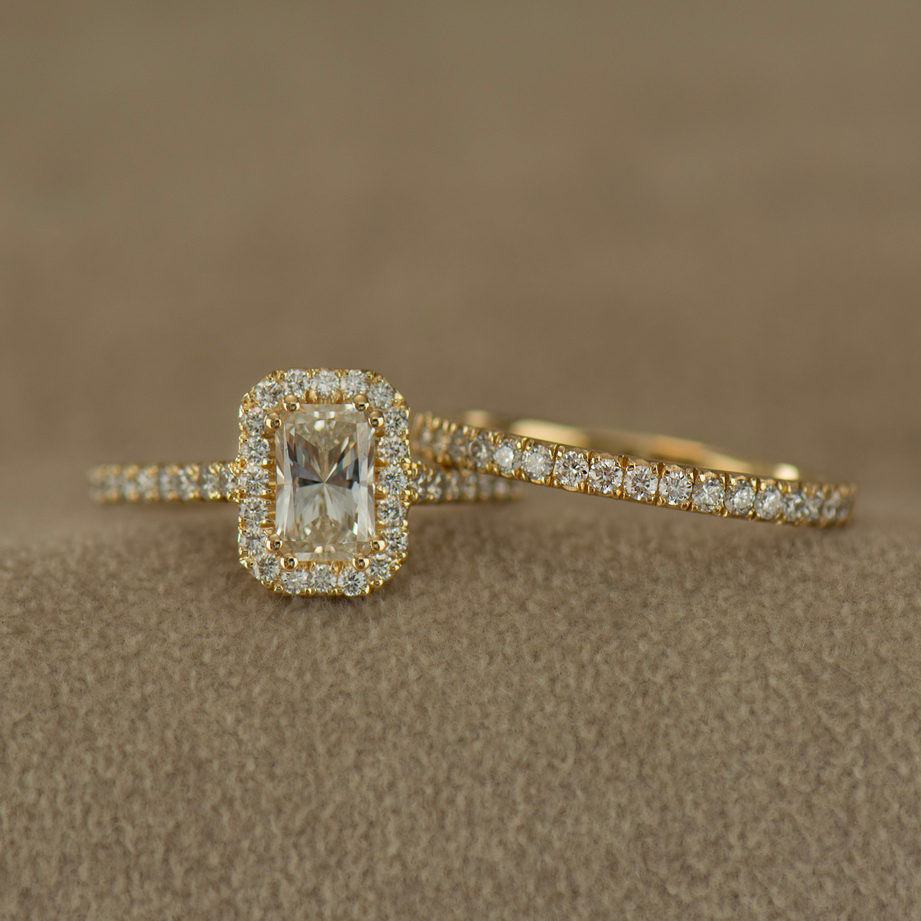 Elongated Radiant Halo Ring