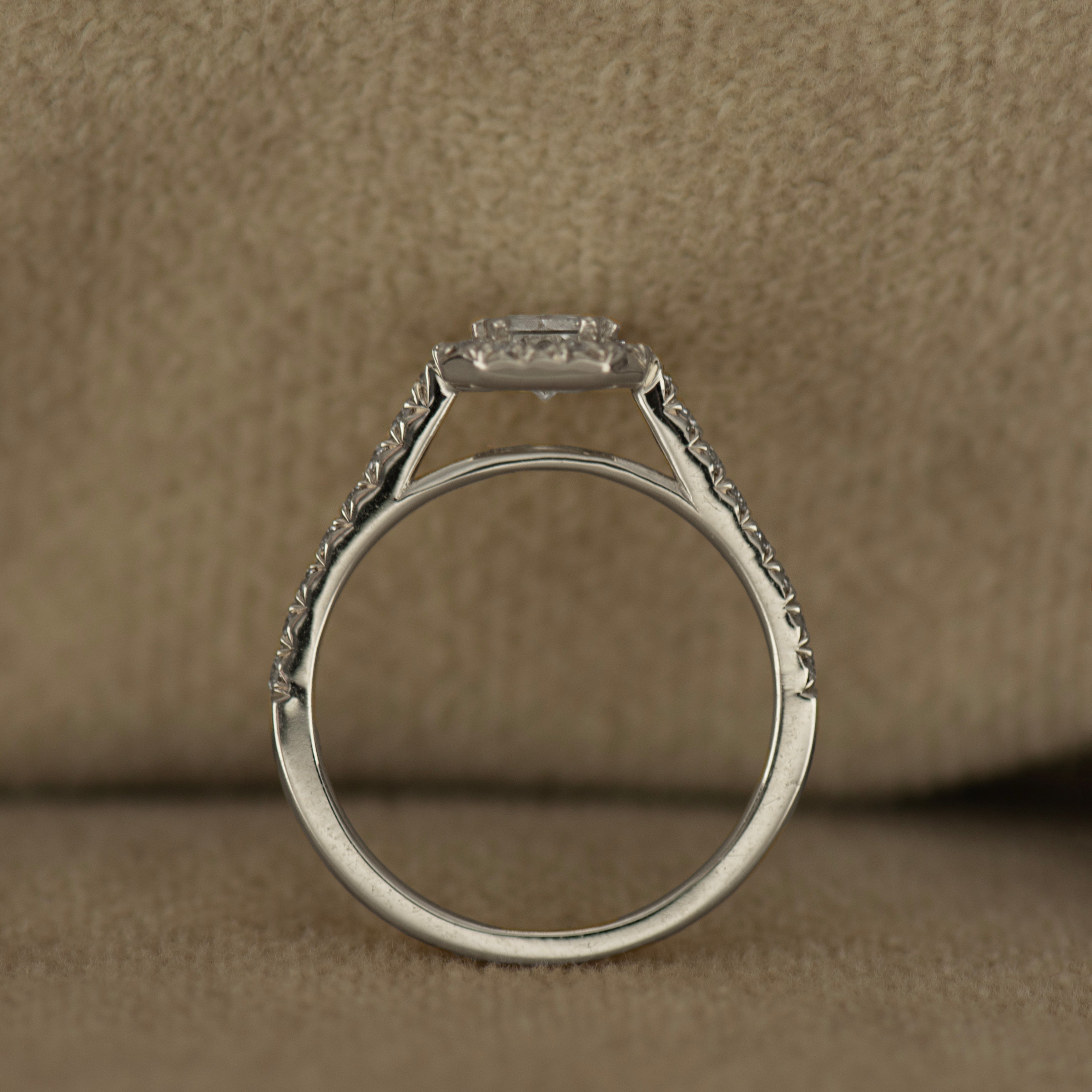 Elongated Radiant Halo Ring