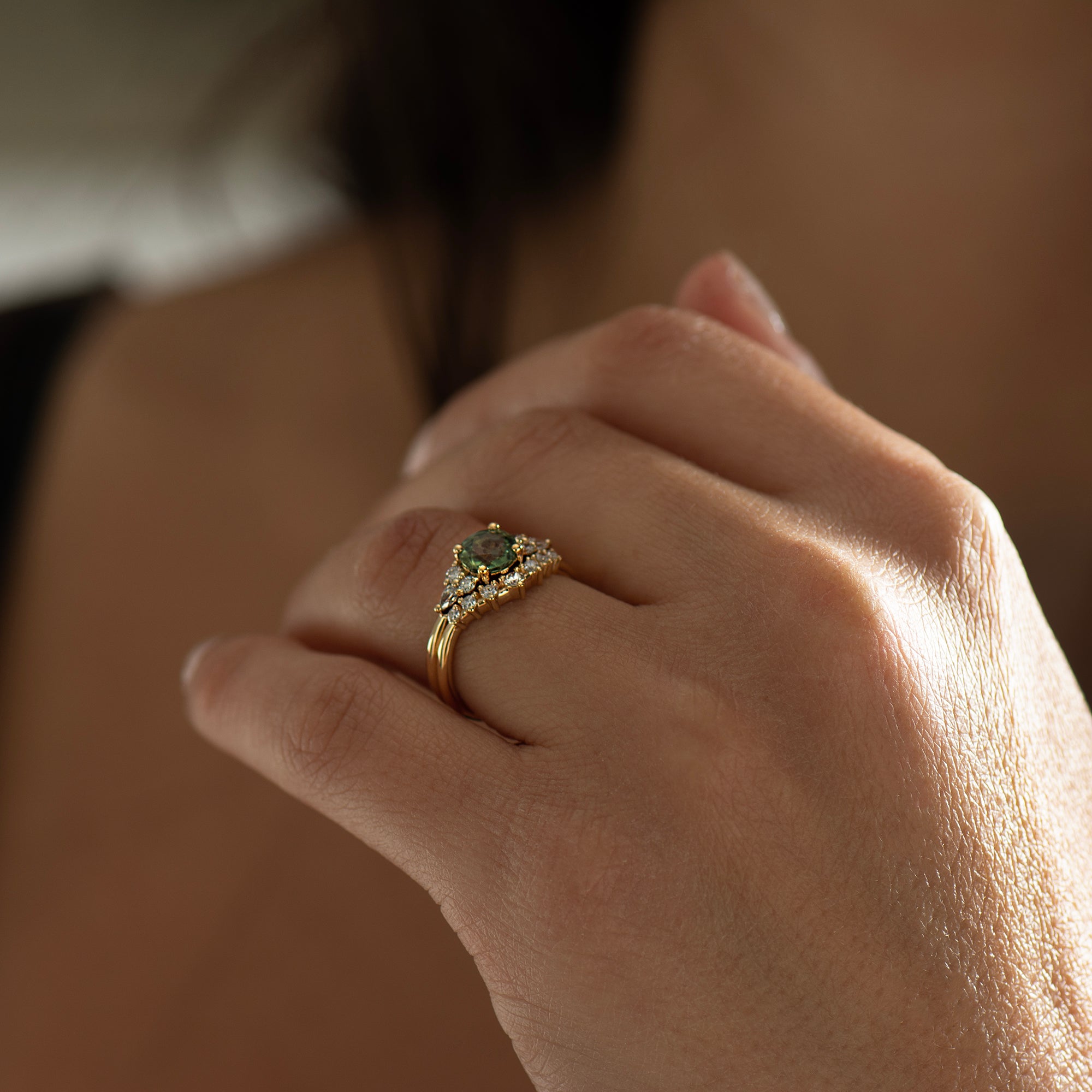 Round Green Sapphire Set