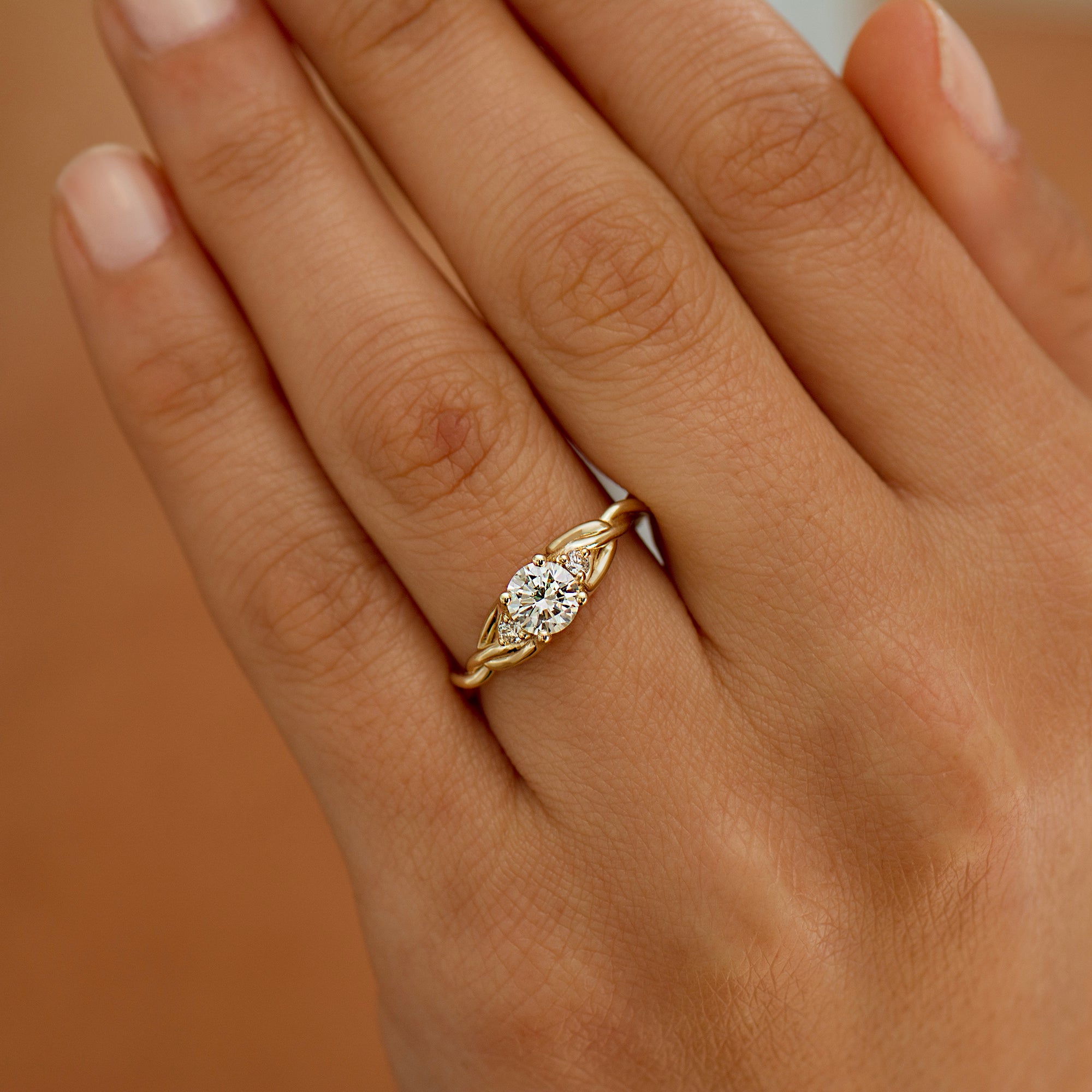 Three Stone Celtic Engagement Ring