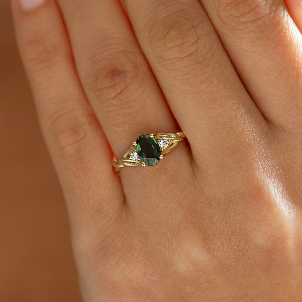 Celtic Three Stone Sapphire Ring