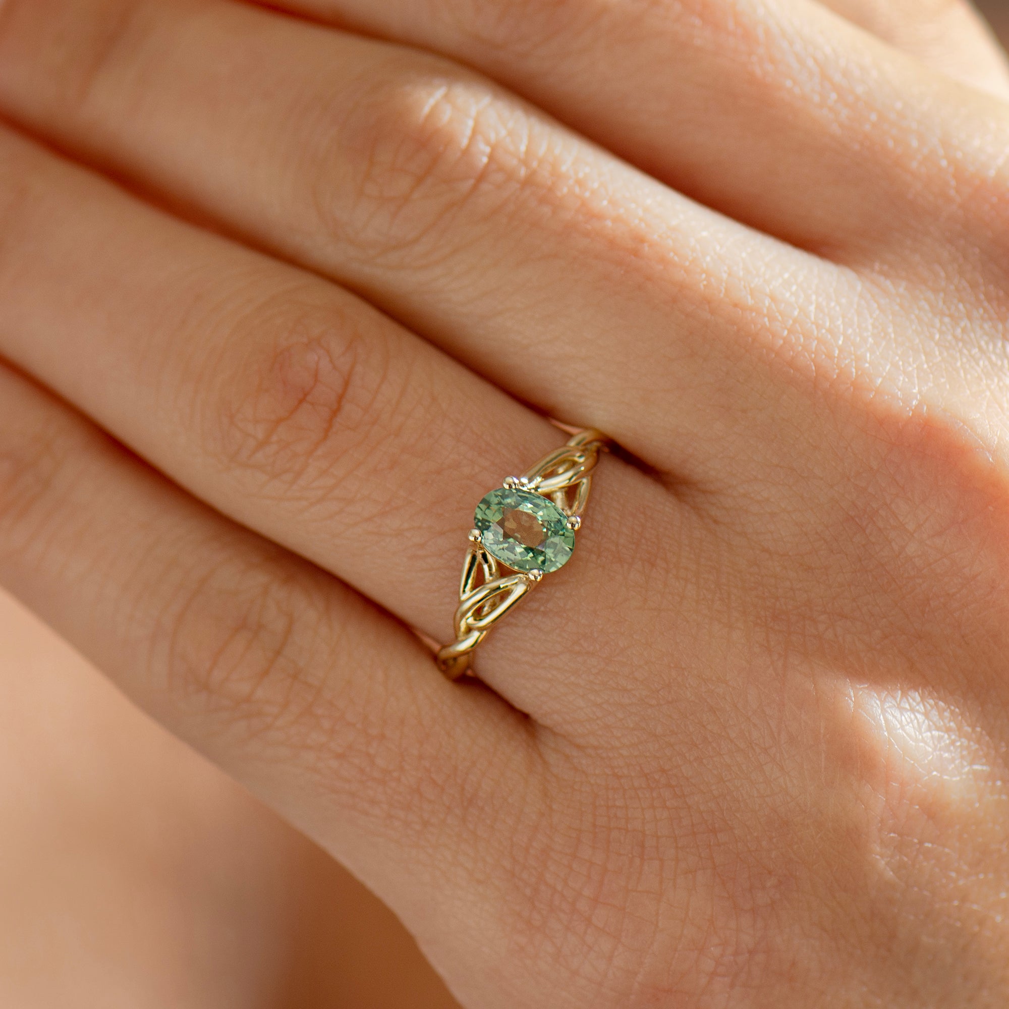 Celtic Green Sapphire Ring
