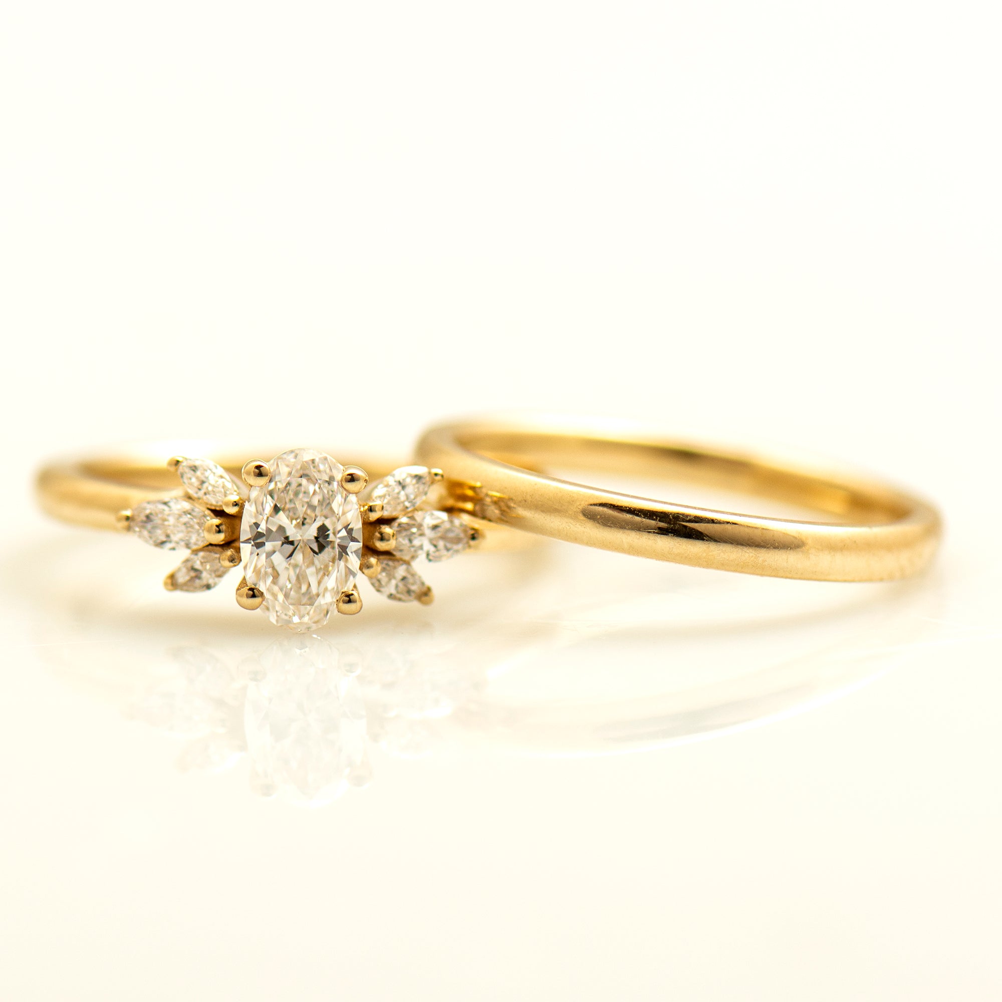 Flower Engagement Ring Set