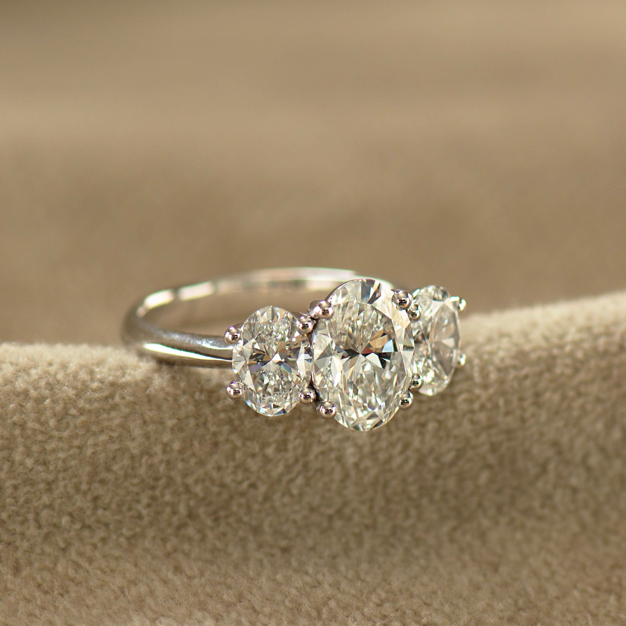 Three Stone Oval Lab Diamond Ring