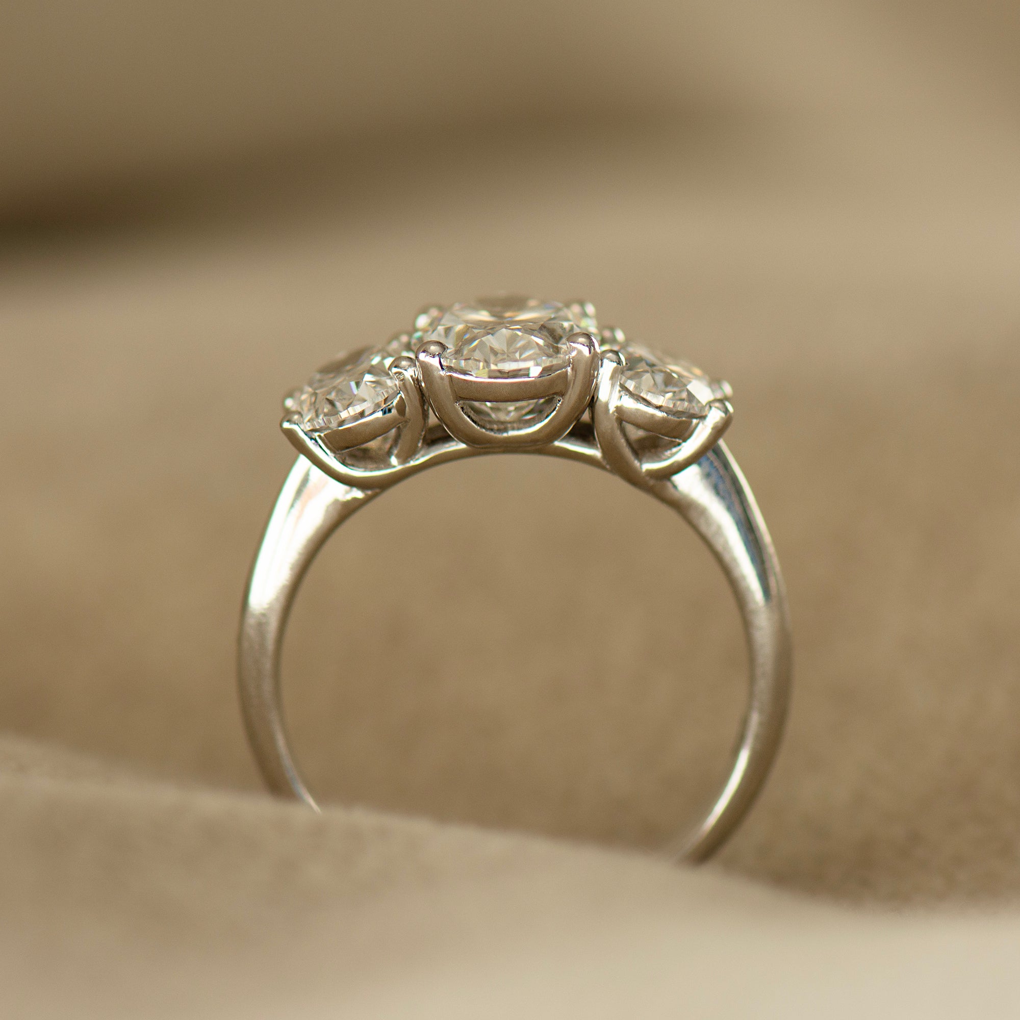 Three Stone Oval Lab Diamond Ring