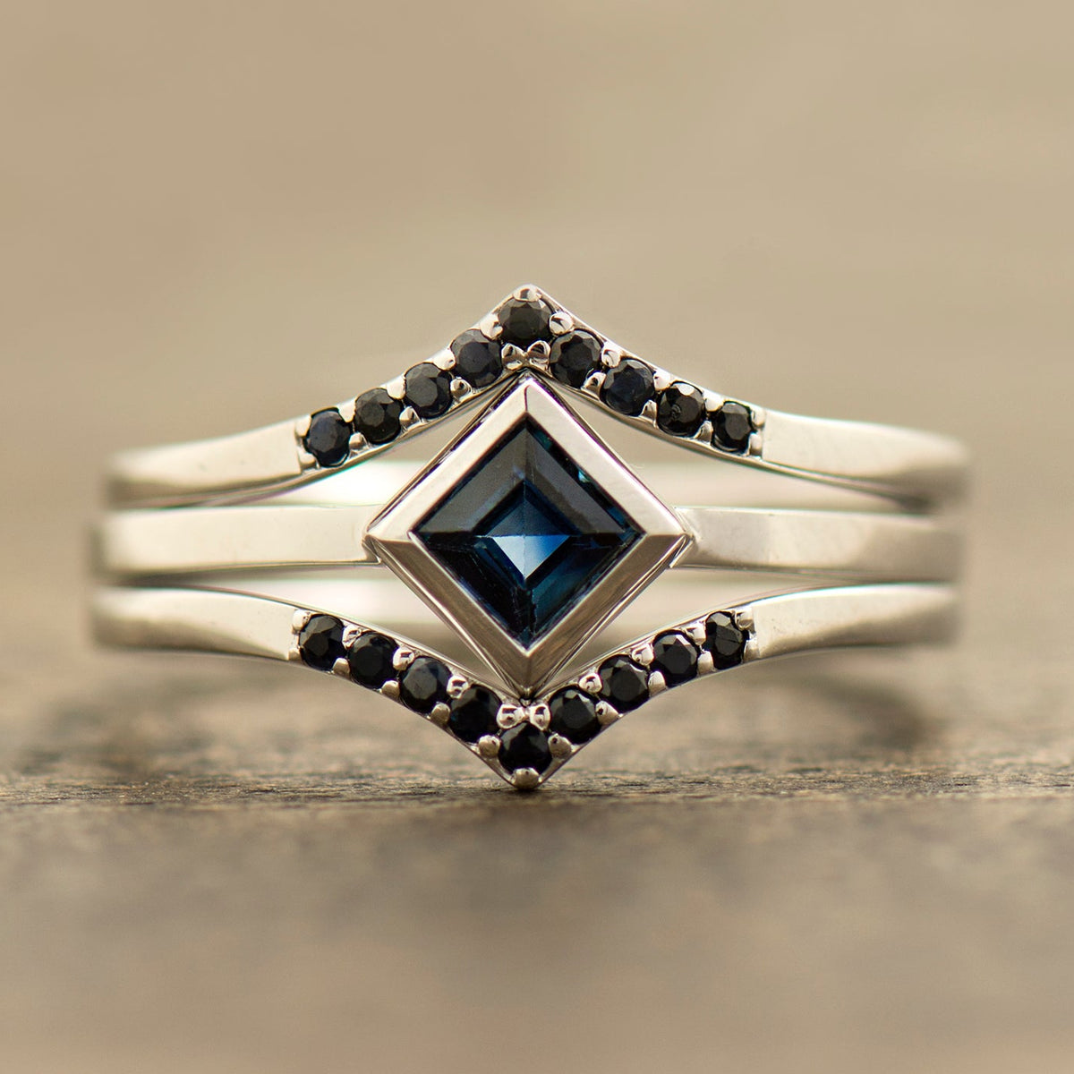 Blue sapphires Rings Set