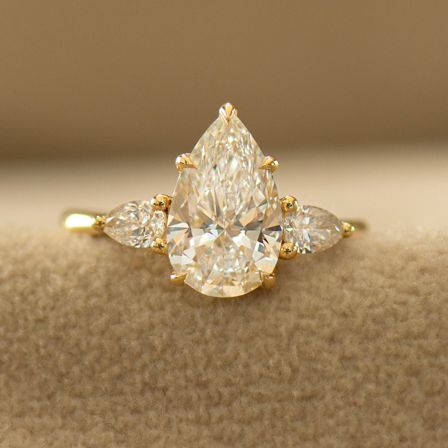 Three Stone Pear Ring