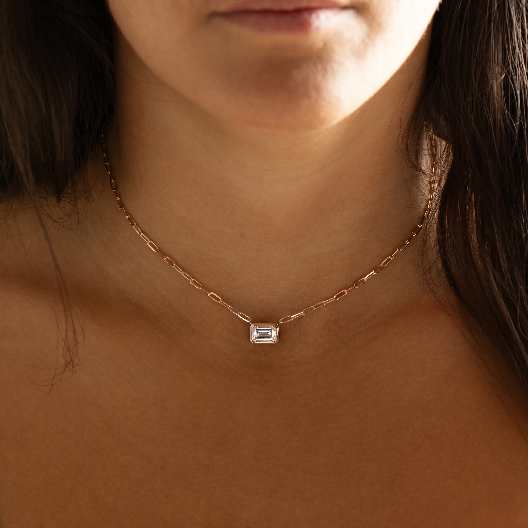Choker Horizontal Emerald Cut Necklace