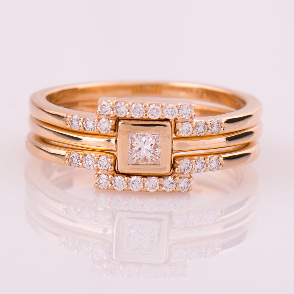 Flat Squared Bezel Trio Set