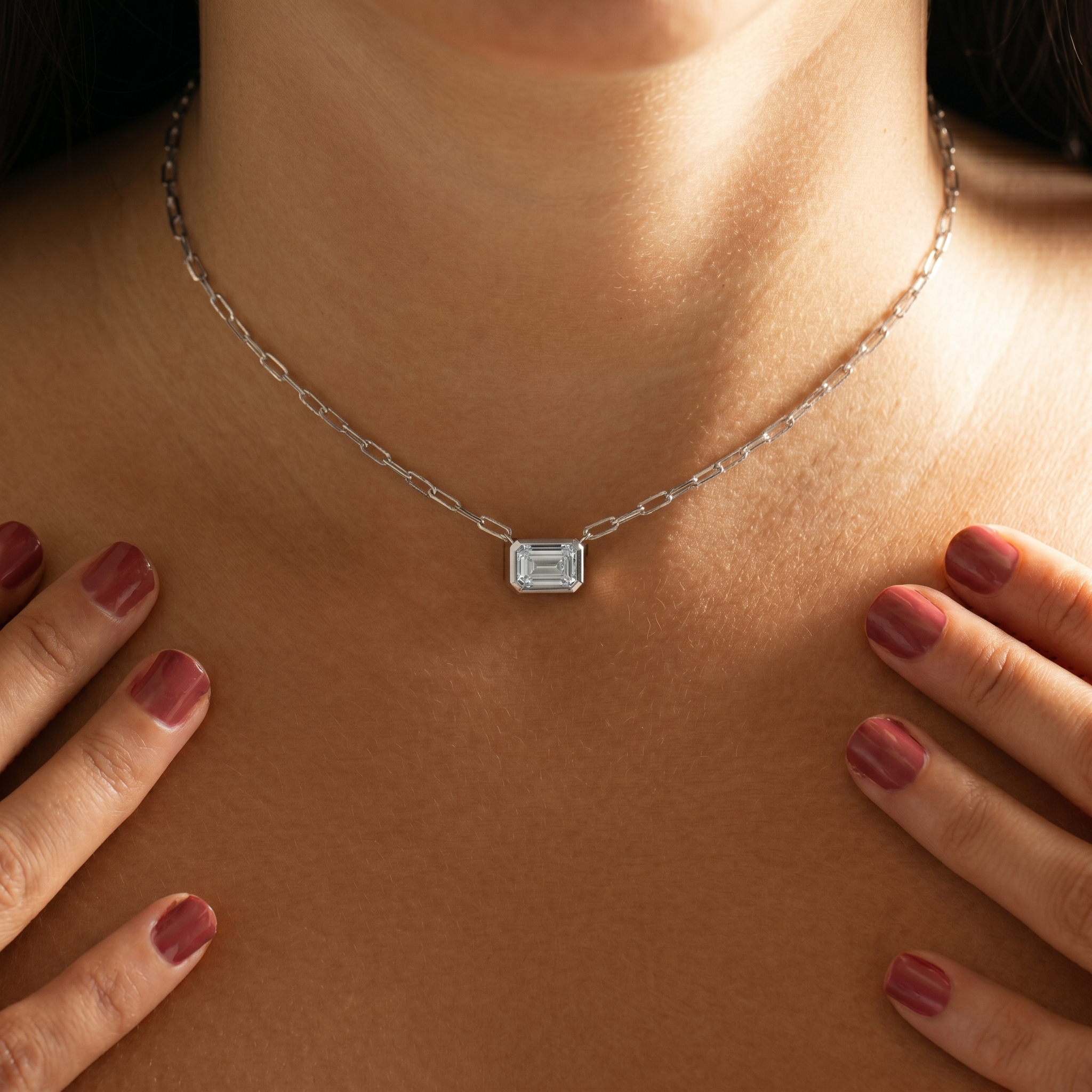 Choker Horizontal Emerald Cut Necklace