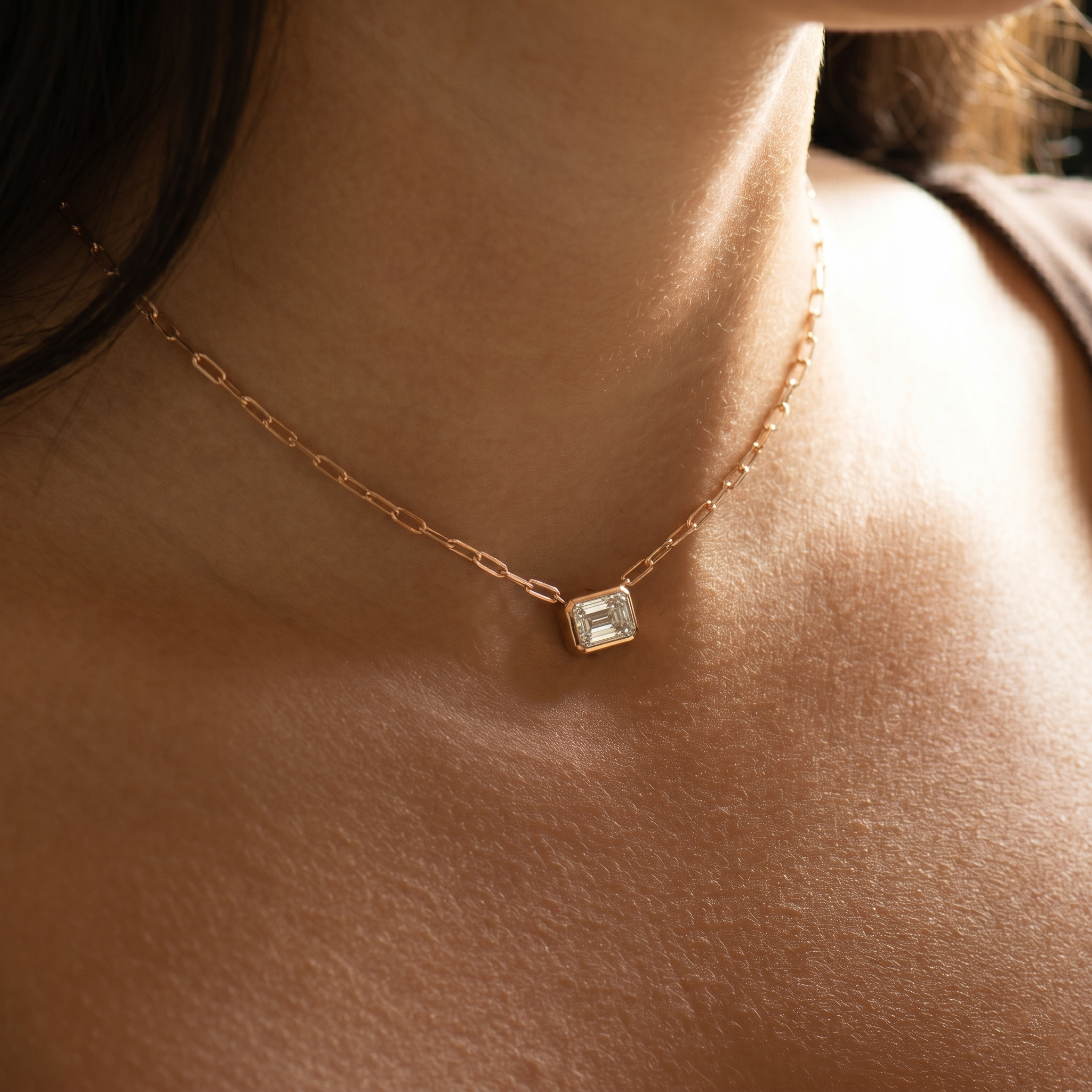 Choker Horizontal Emerald Cut Necklace