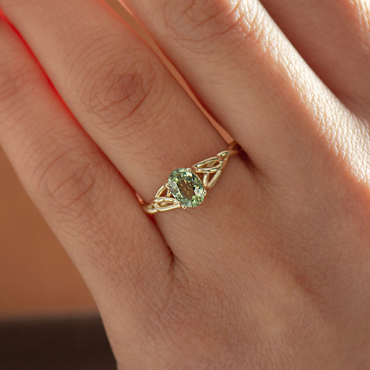 Celtic Green Sapphire Ring