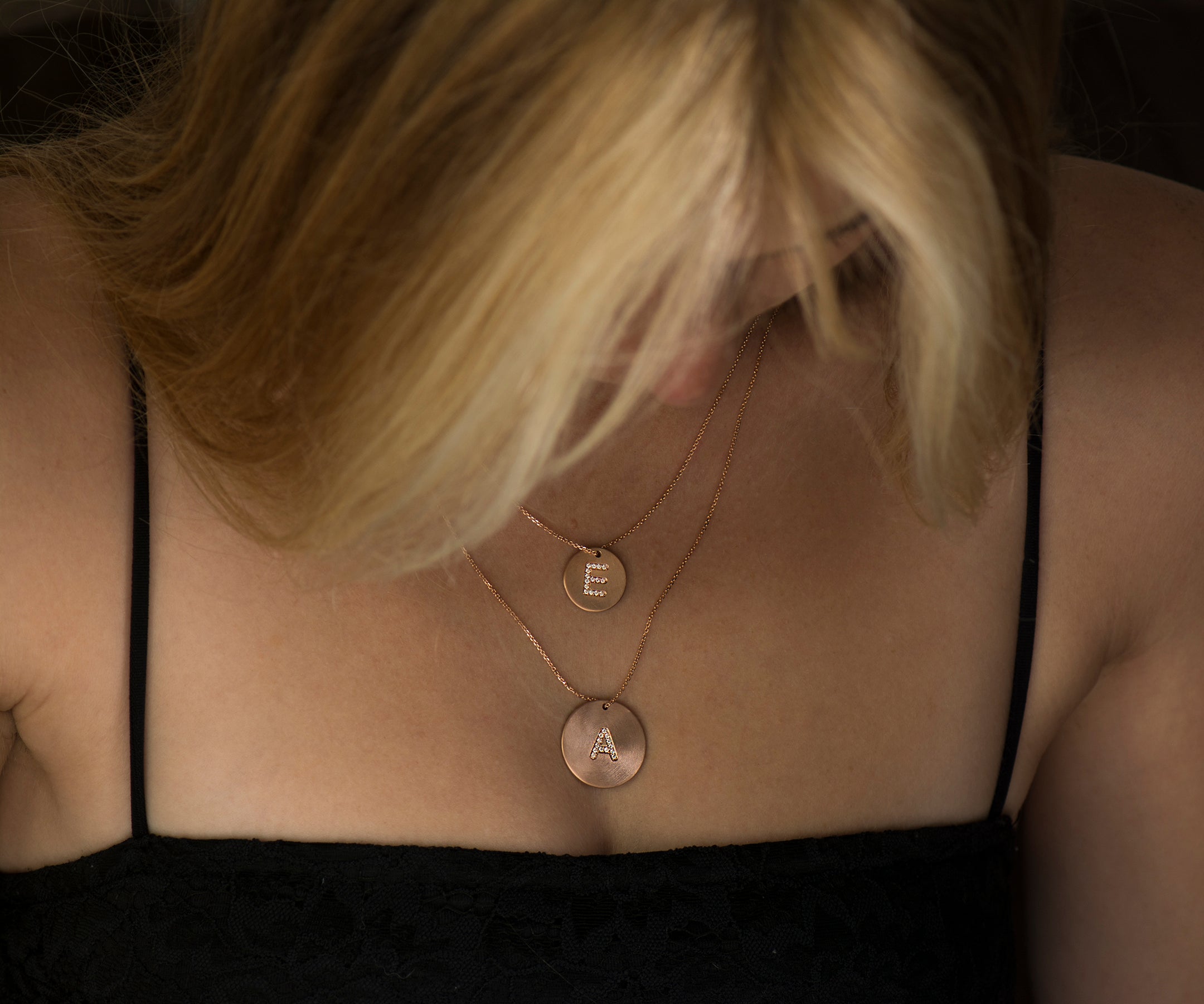 Large Coin Letter Diamond Necklace