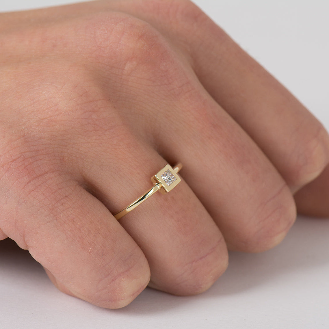 Flat Squared Bezel Ring
