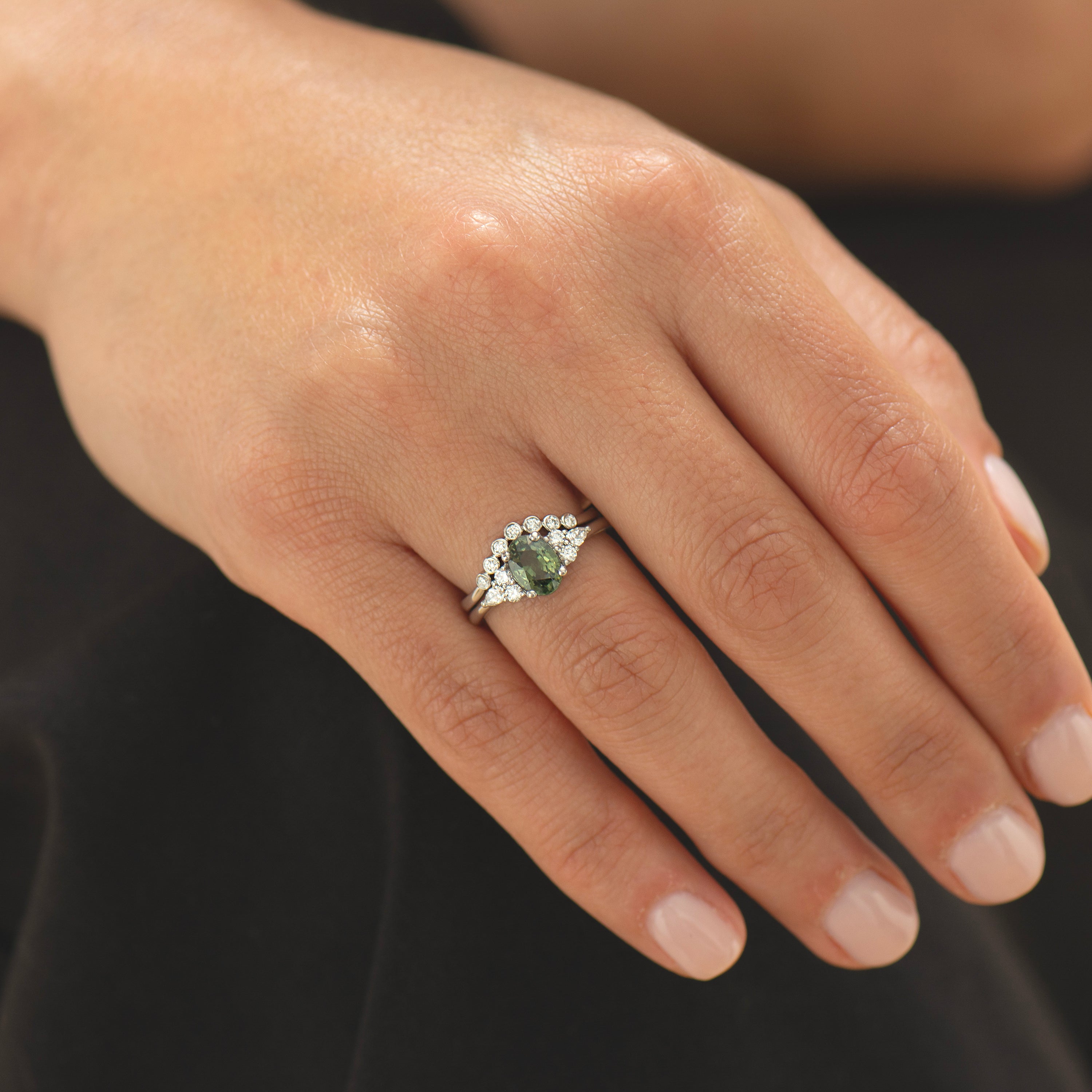Curved Diamonds Bezel Band