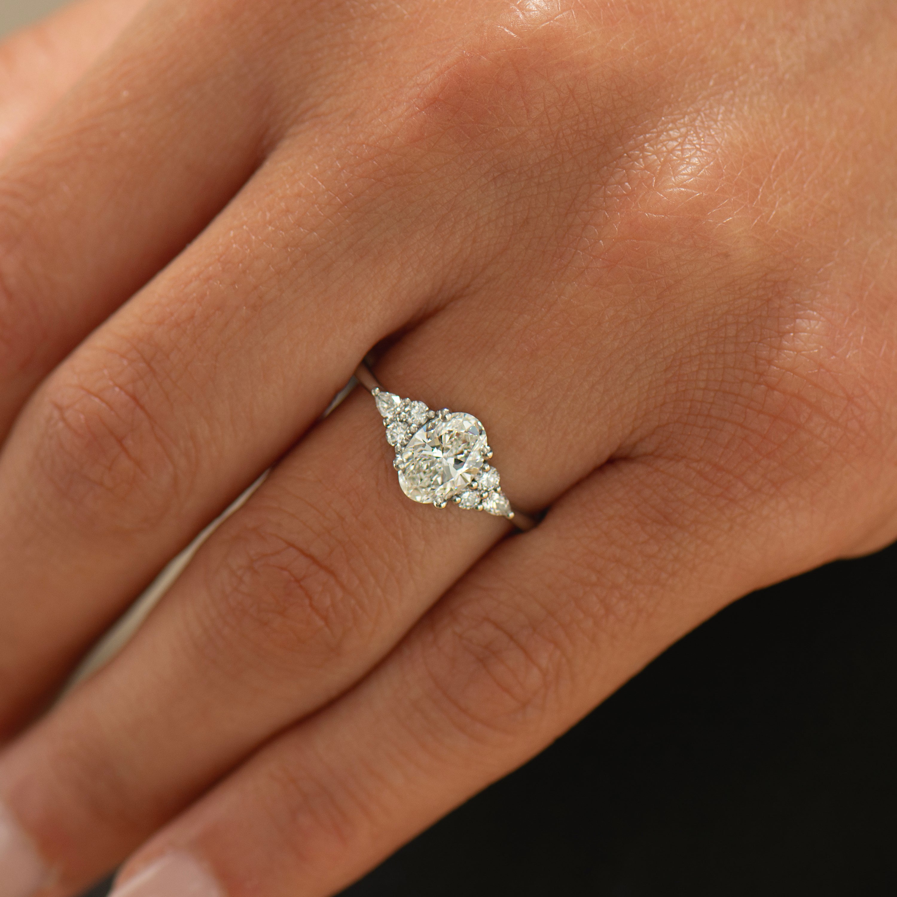 Oval Diamond Cluster Ring