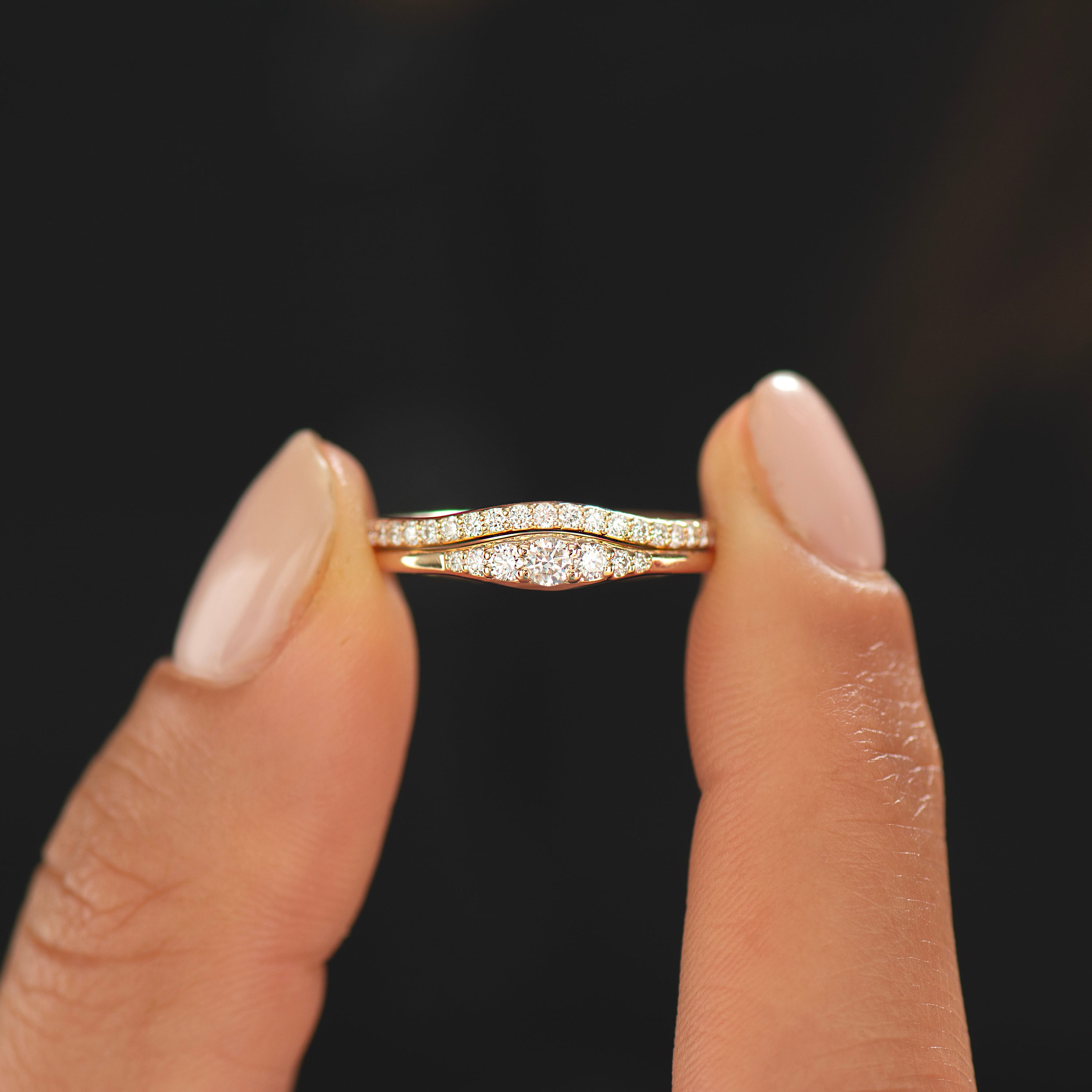 Dainty Tapered Diamond Wedding Set