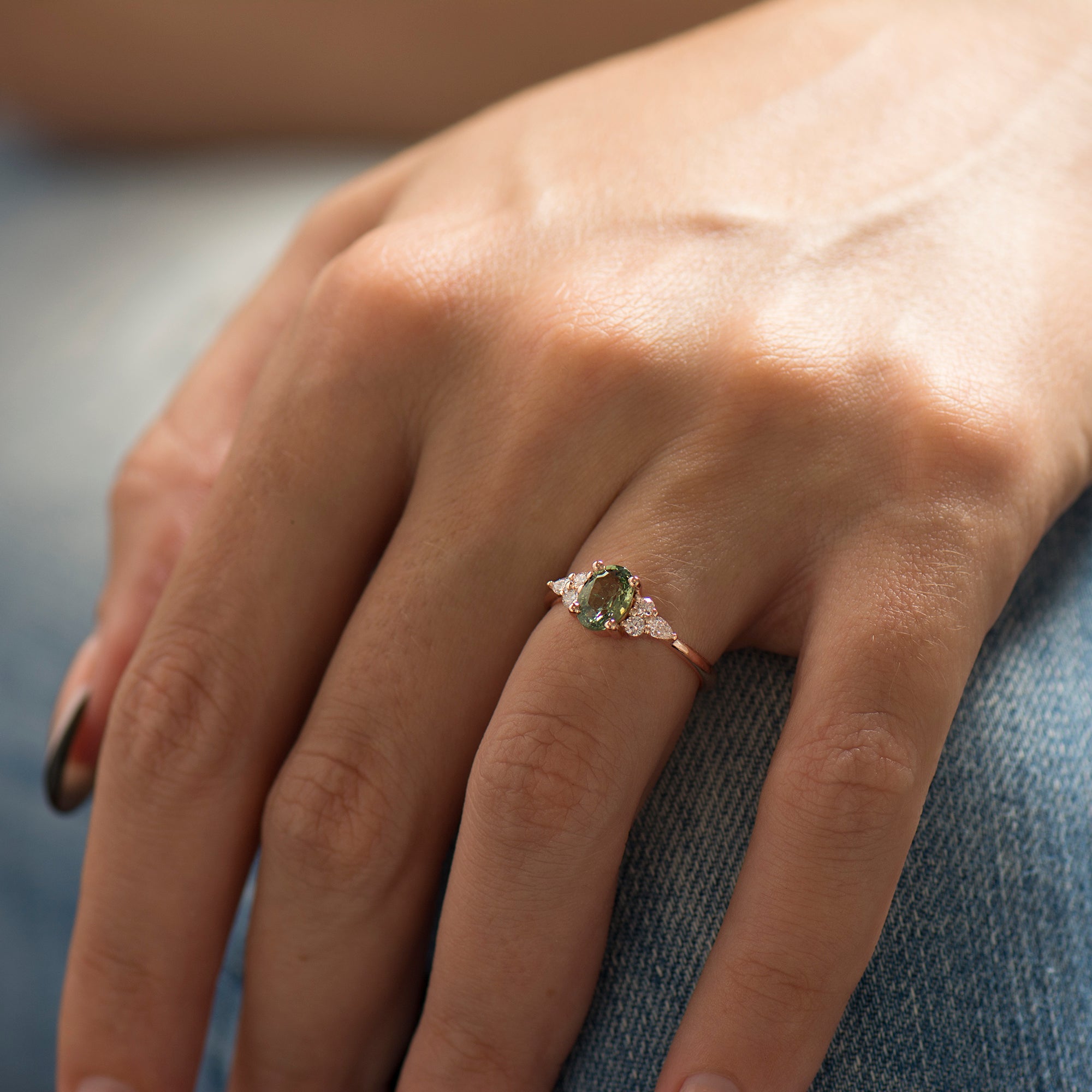 Green Sapphire Engagement Ring