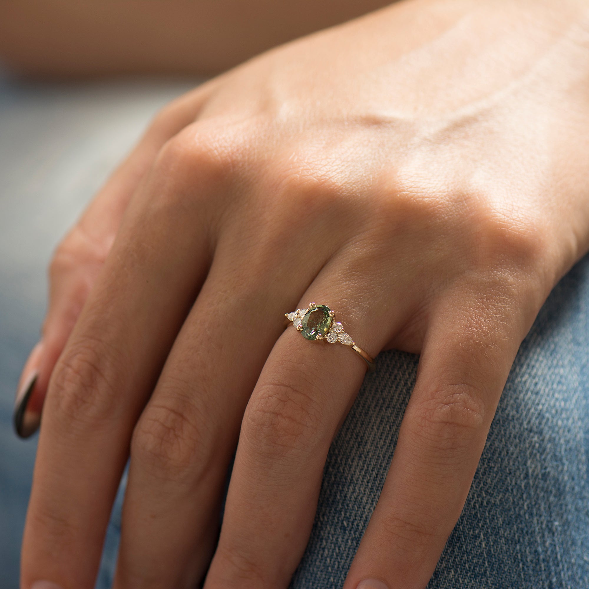 Green Sapphire Engagement Ring