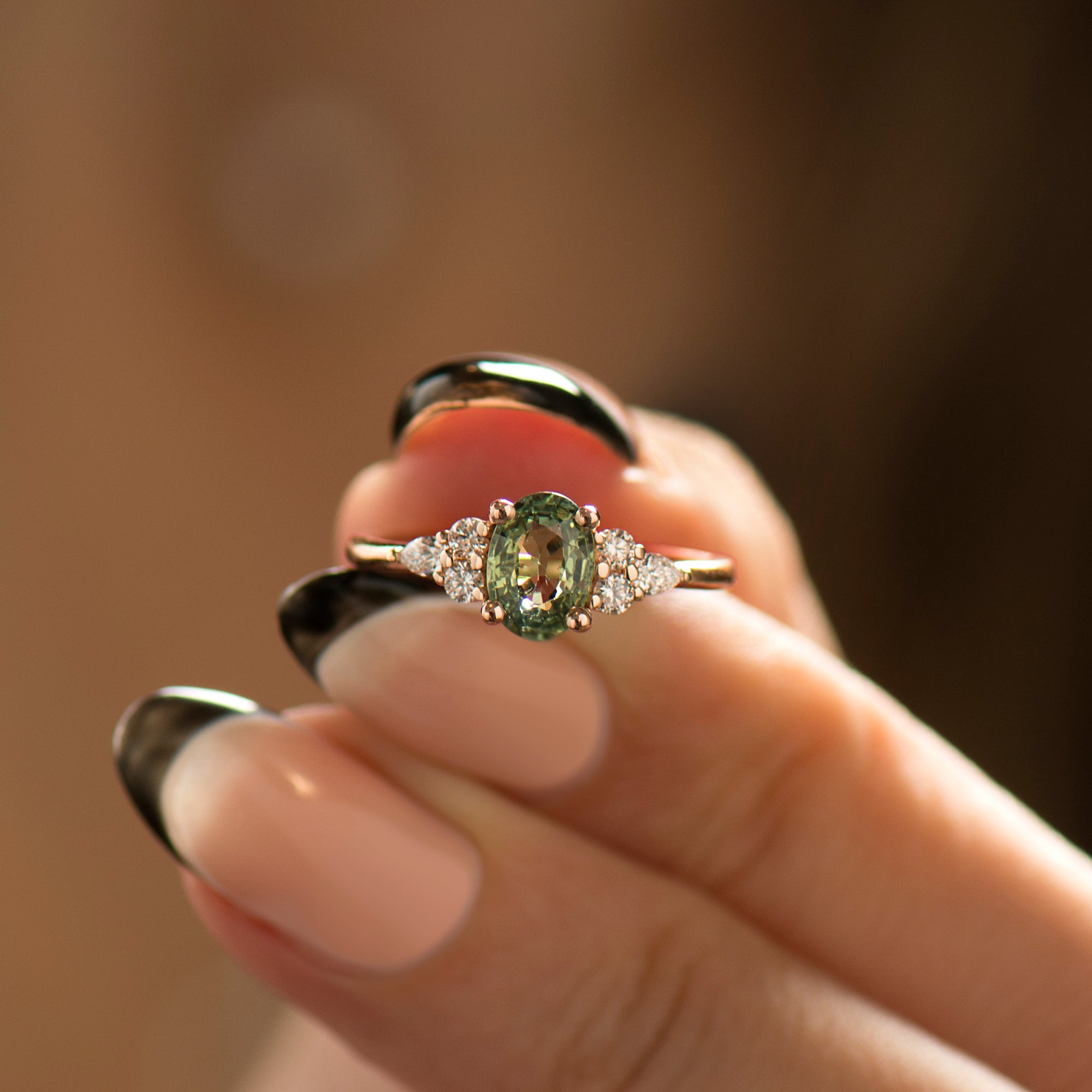 Green Sapphire Engagement Ring