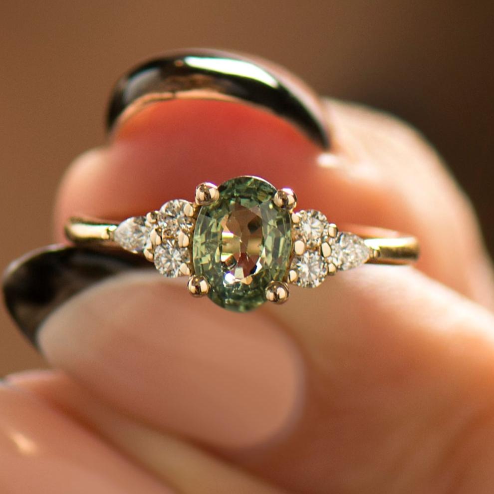 Green Sapphire Engagement Ring