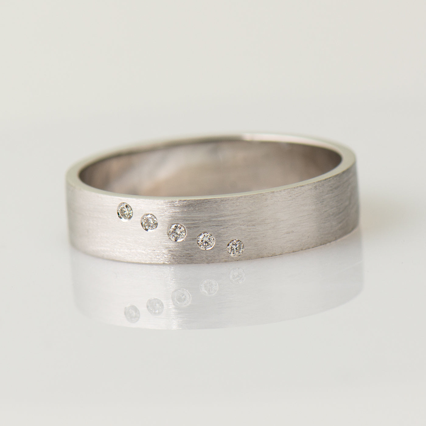 Diagonal White Diamonds Ring - Matte Finish