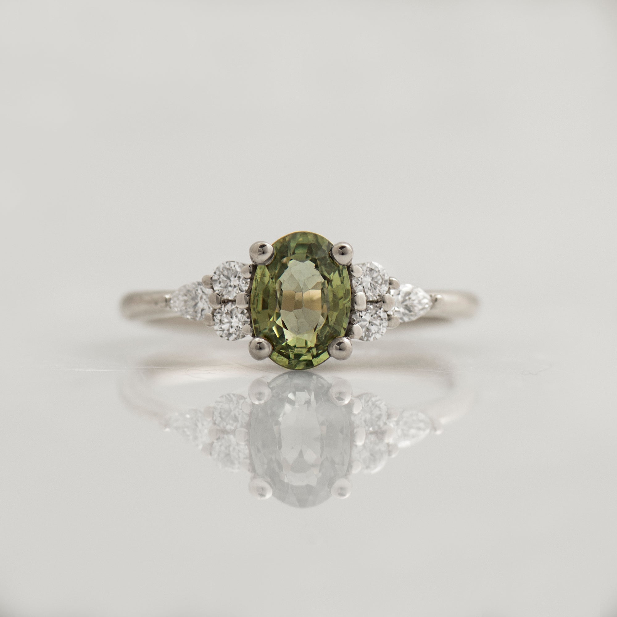 Green Sapphire Engagement Ring