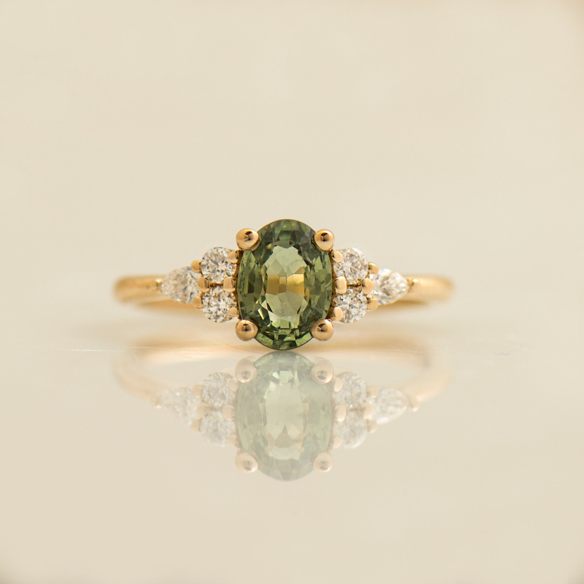 Green Sapphire Engagement Ring