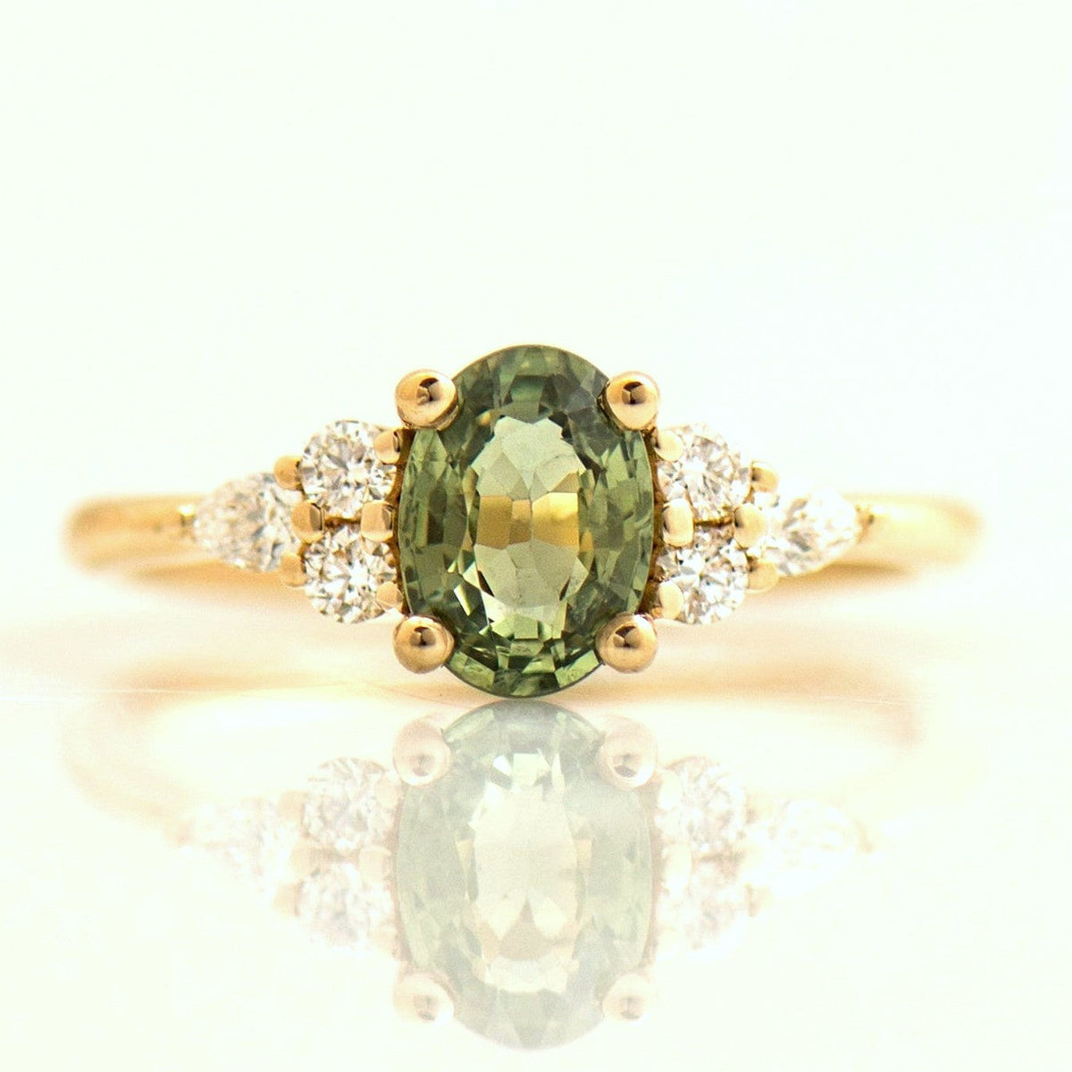 Green Sapphire Engagement Ring