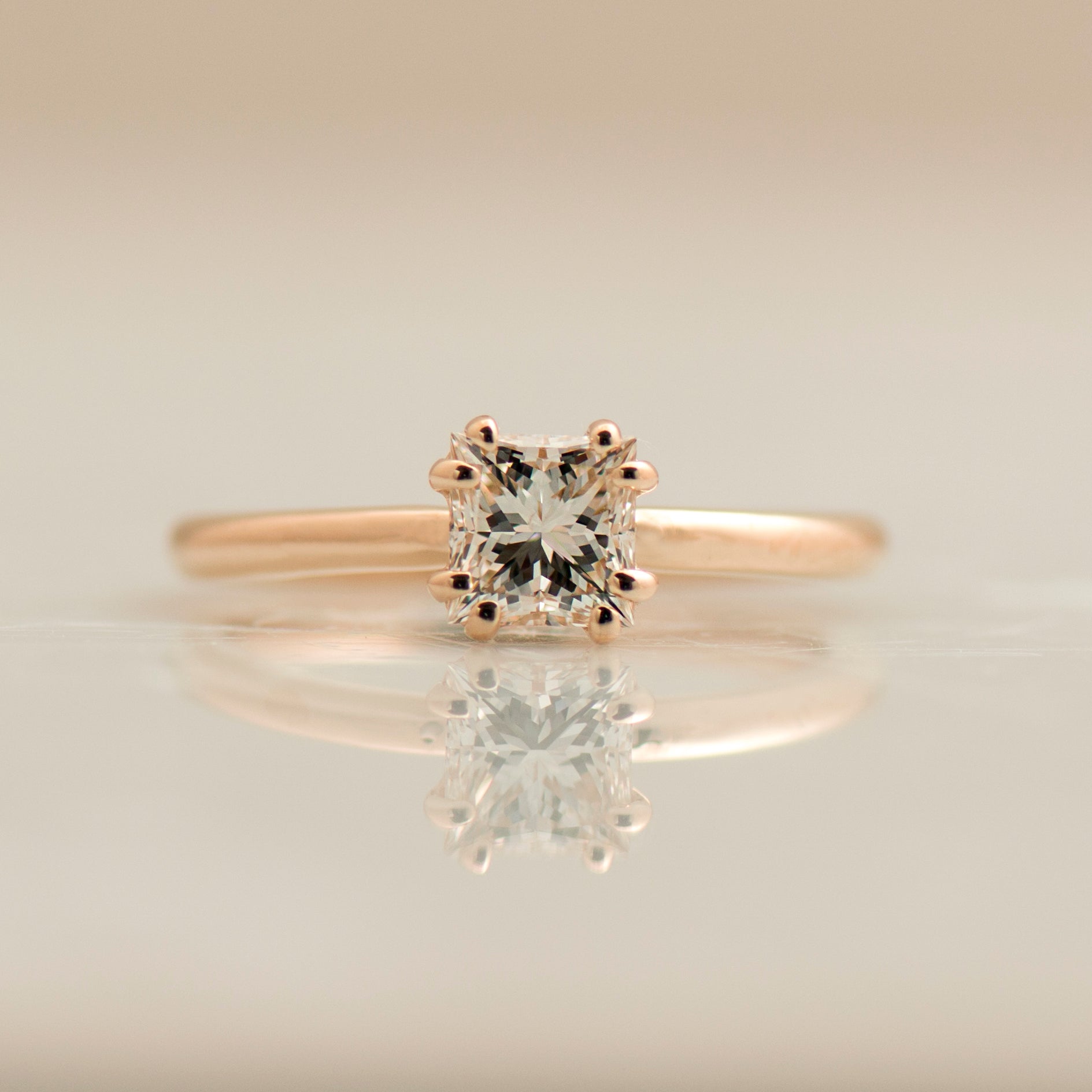 Double Pronged Princess Cut Engagement Ring