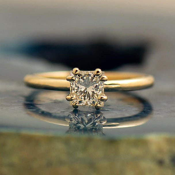 Double Pronged Princess Cut Engagement Ring