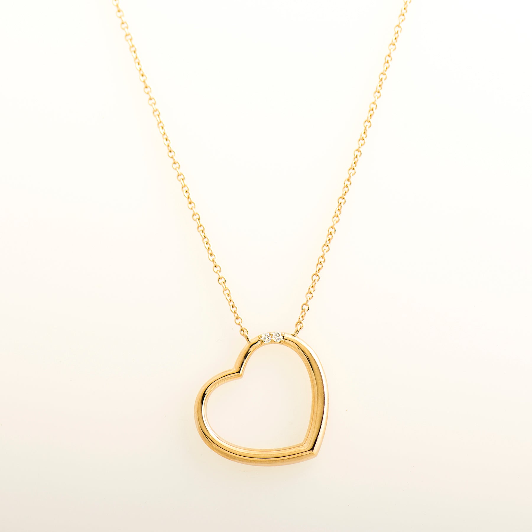 Heart With Two Diamonds Necklace