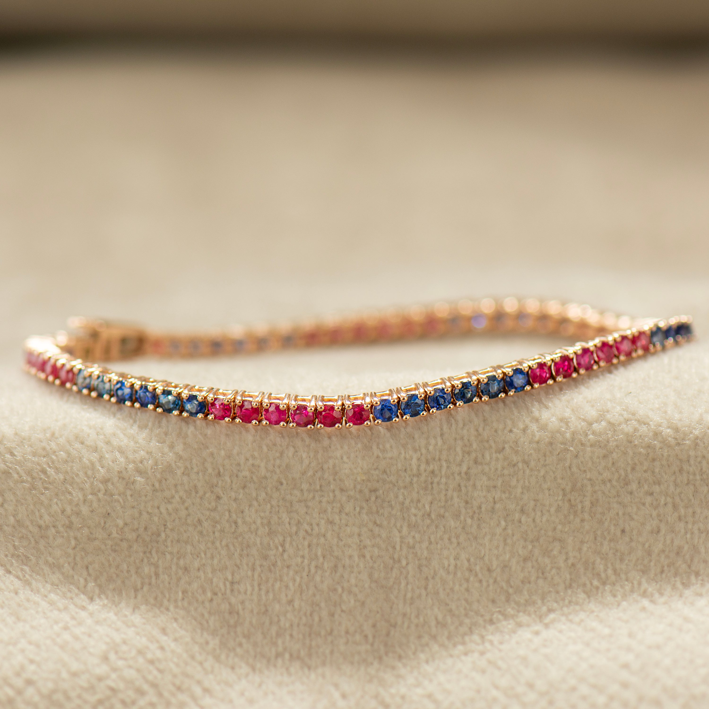 Ruby and Blue Sapphire Tennis Bracelet