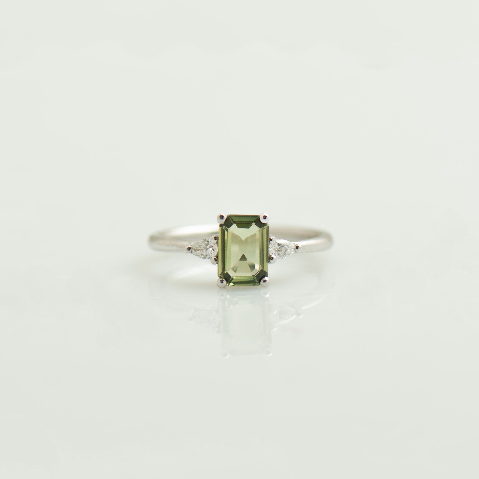 Green Sapphire Engagement Ring - Emerald