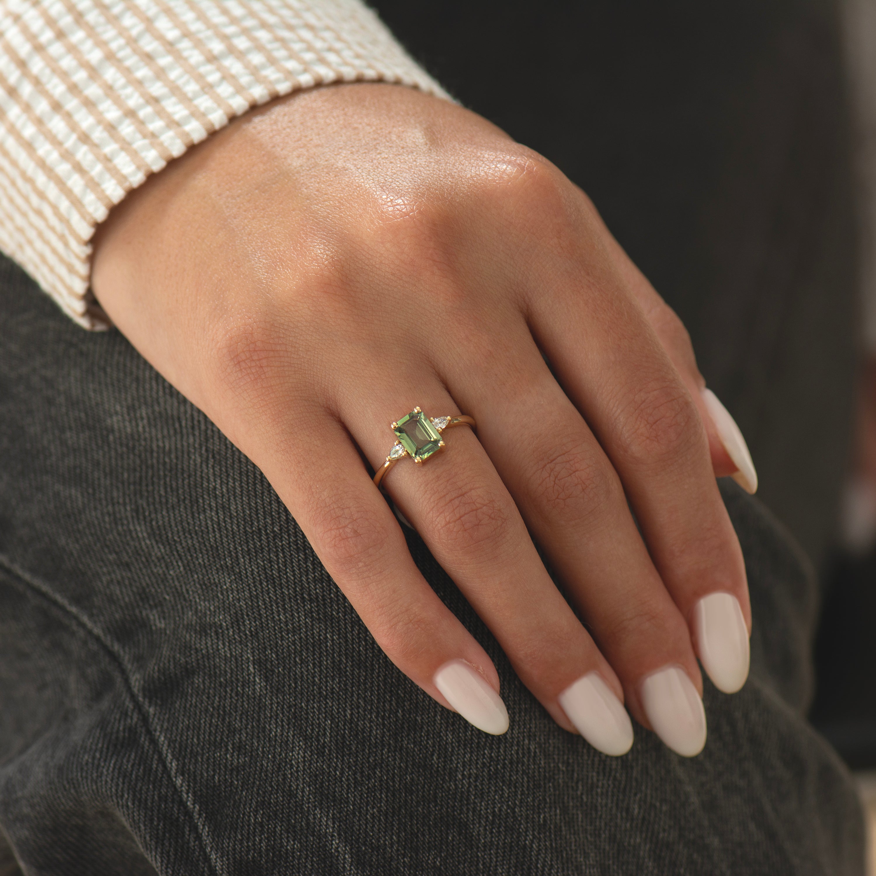 Large Emerald Green Sapphire Ring