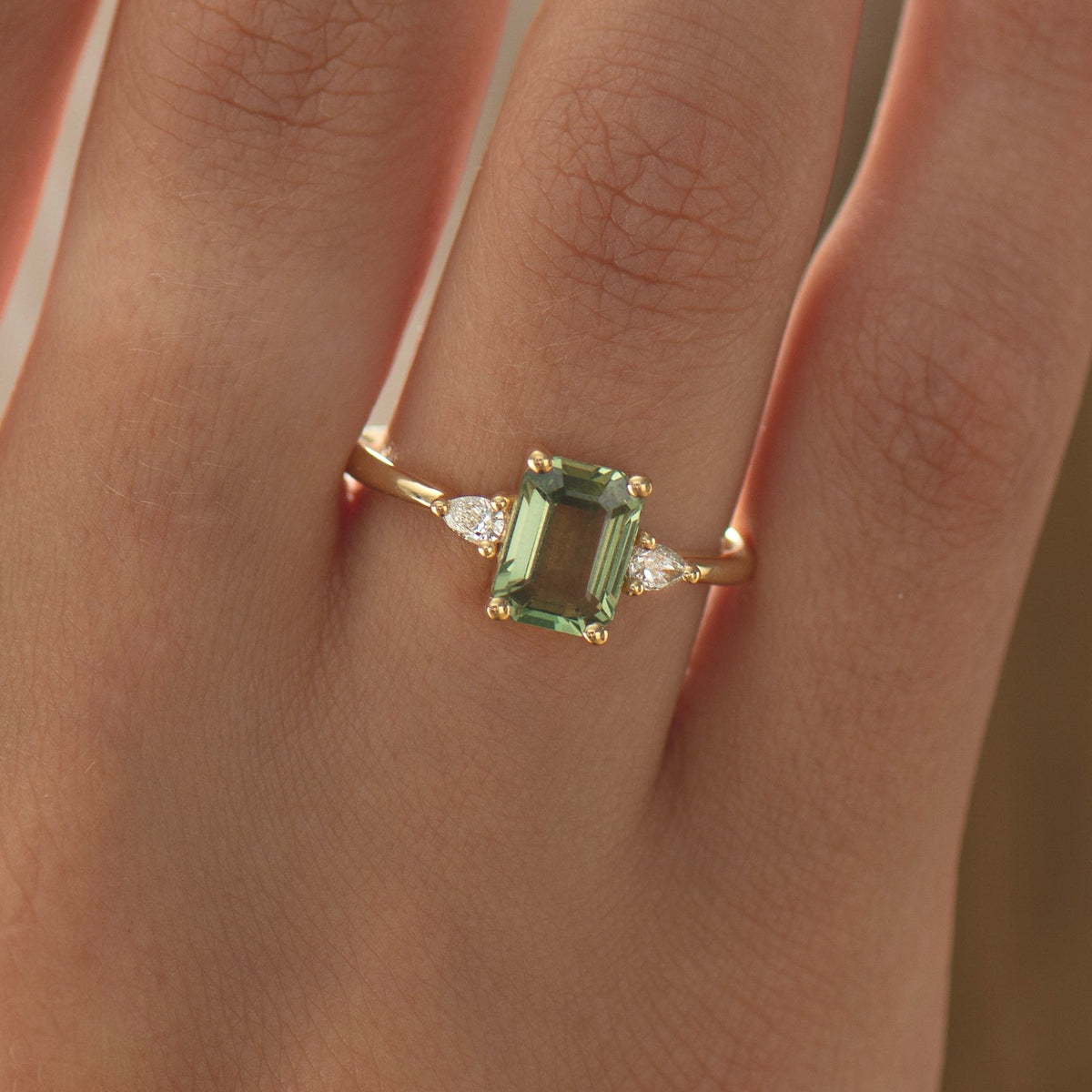 Large Emerald Green Sapphire Ring