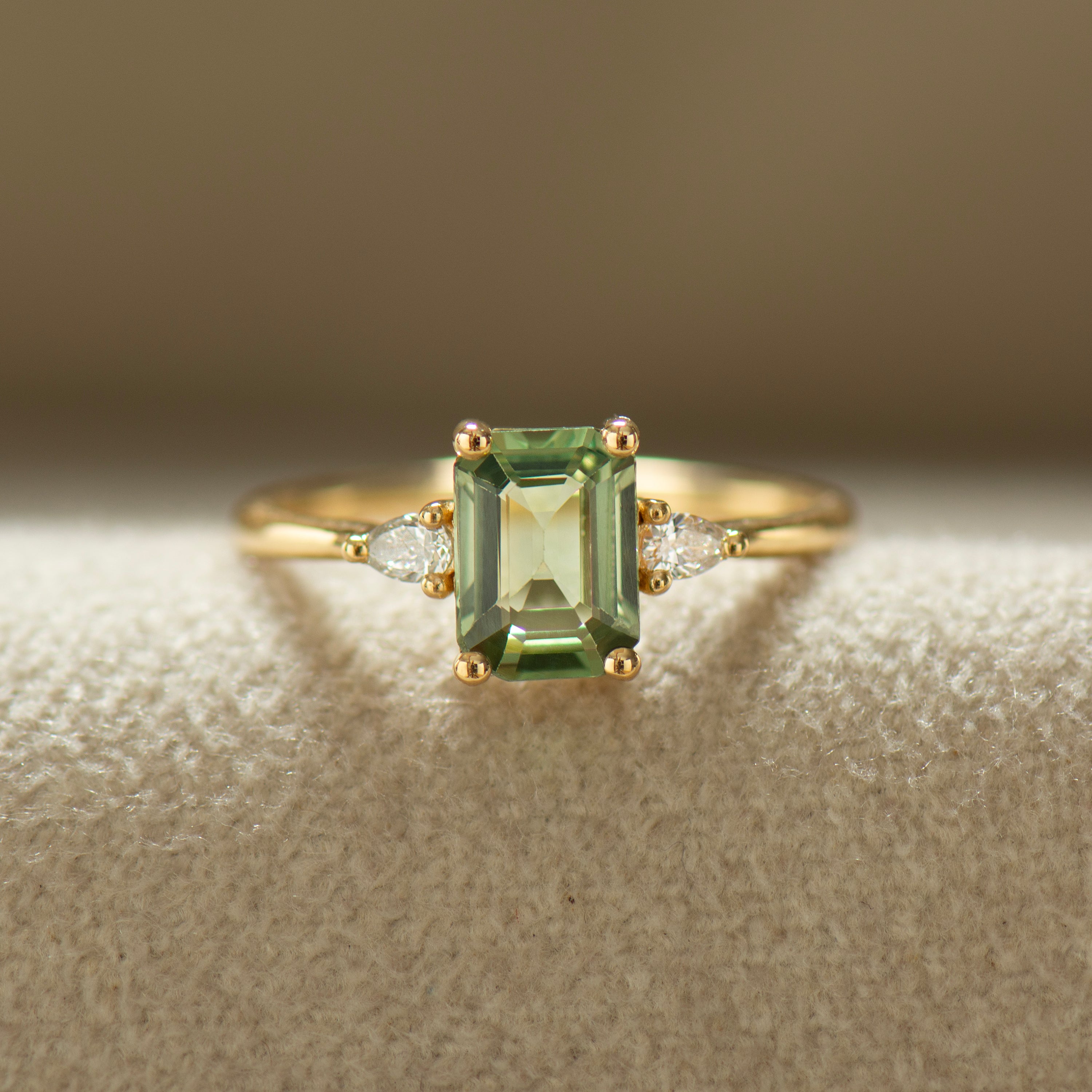 Large Emerald Green Sapphire Ring