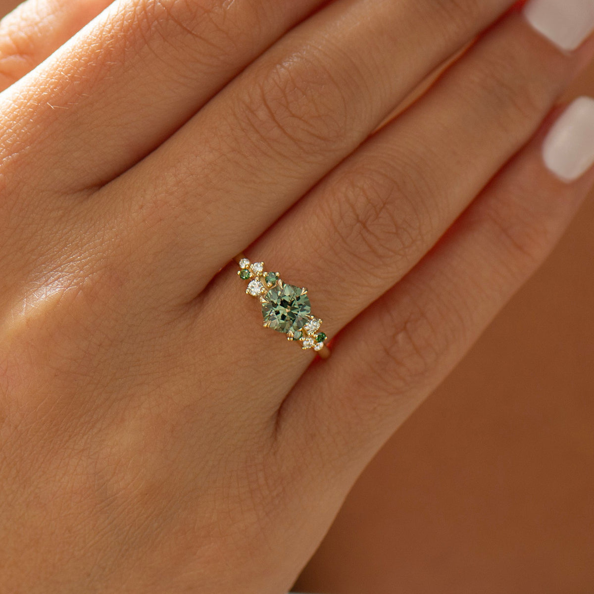 Bloom Green Sapphire Cluster Ring