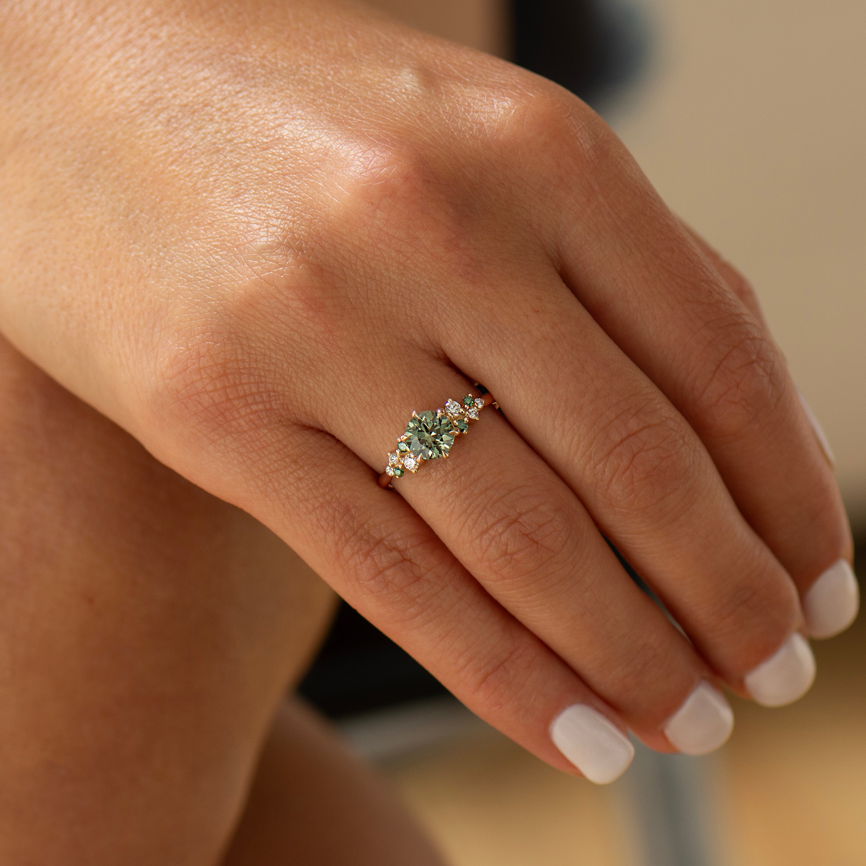 Bloom Green Sapphire Cluster Ring