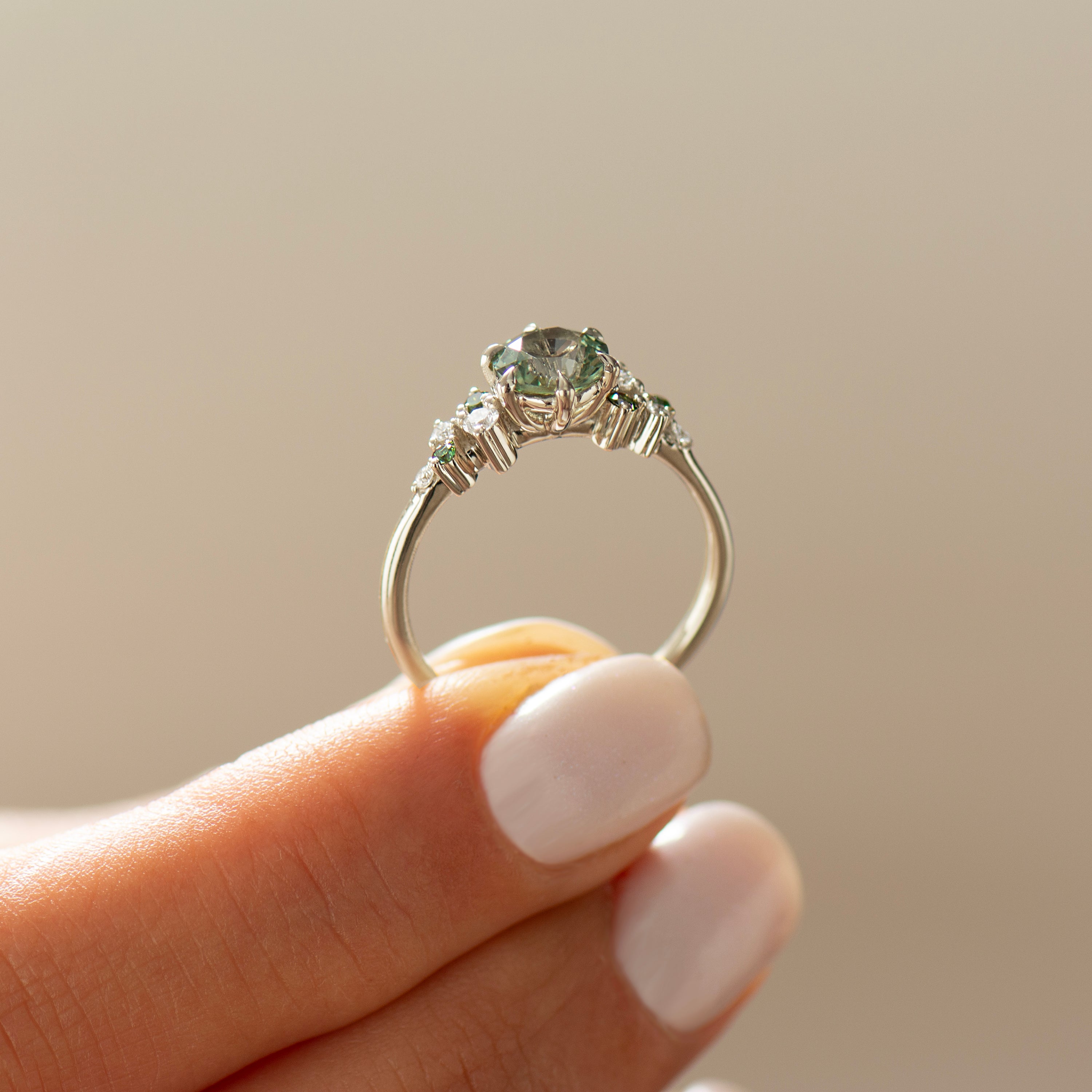 Bloom Green Sapphire Cluster Ring