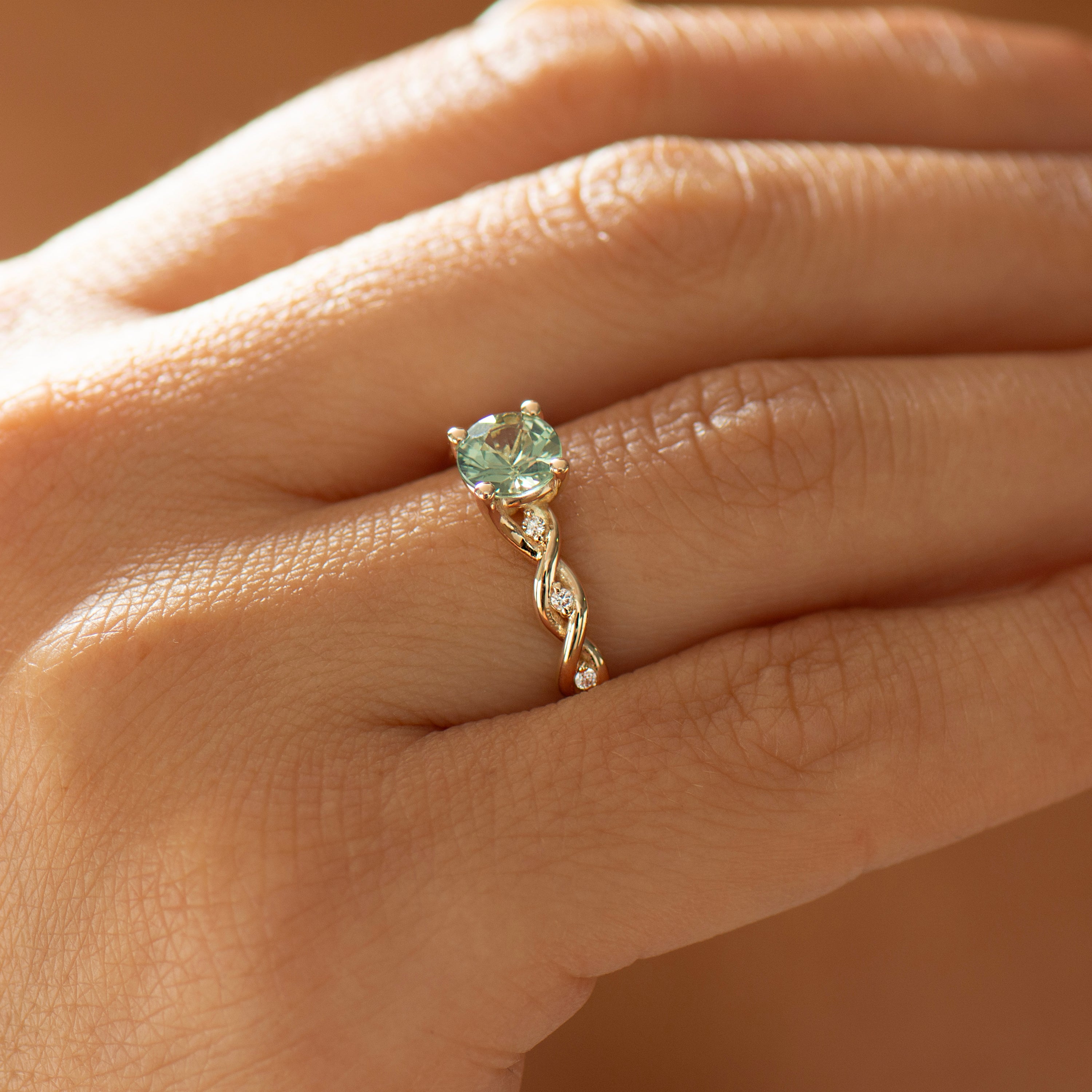 Mint Green Sapphire Braided Ring