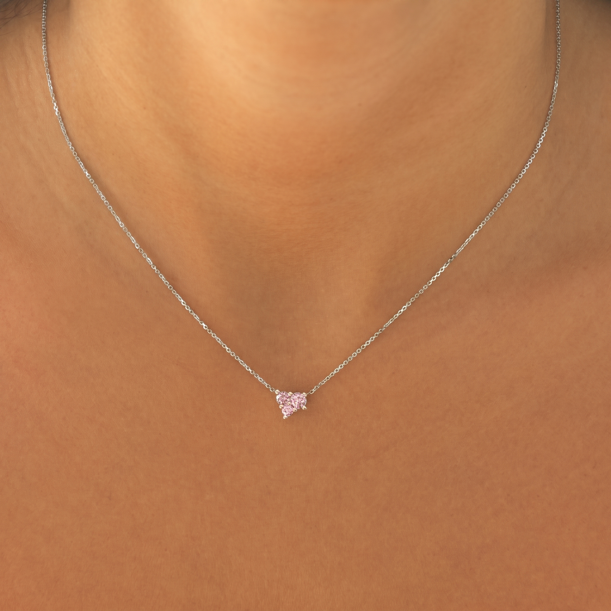 Pink Lab Diamonds Heart Necklace