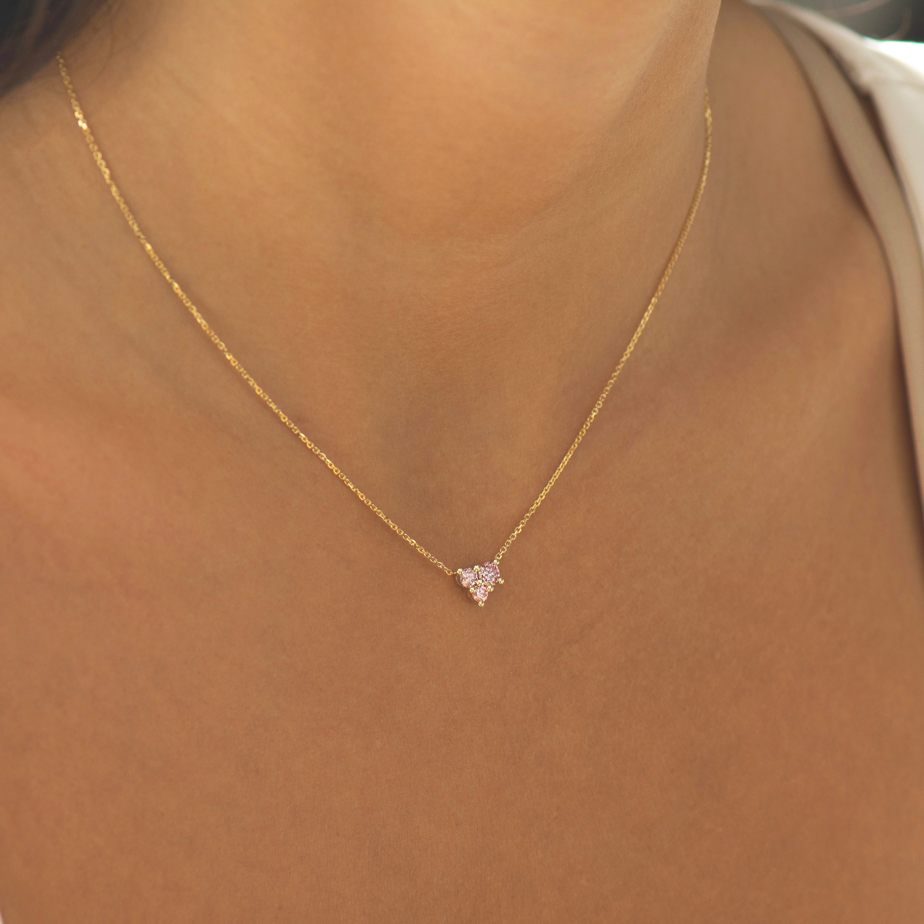 Pink Lab Diamonds Heart Necklace