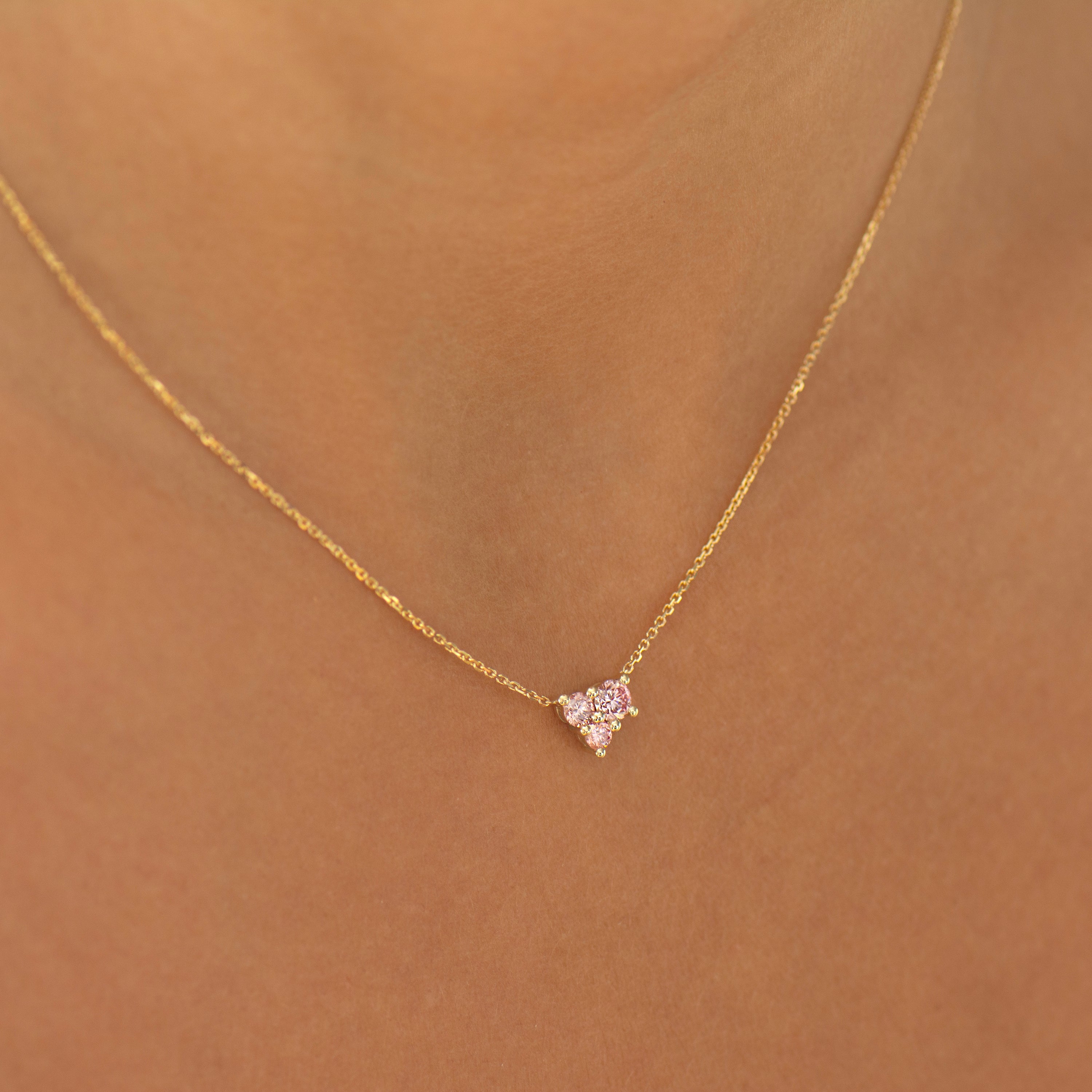 Pink Lab Diamonds Heart Necklace