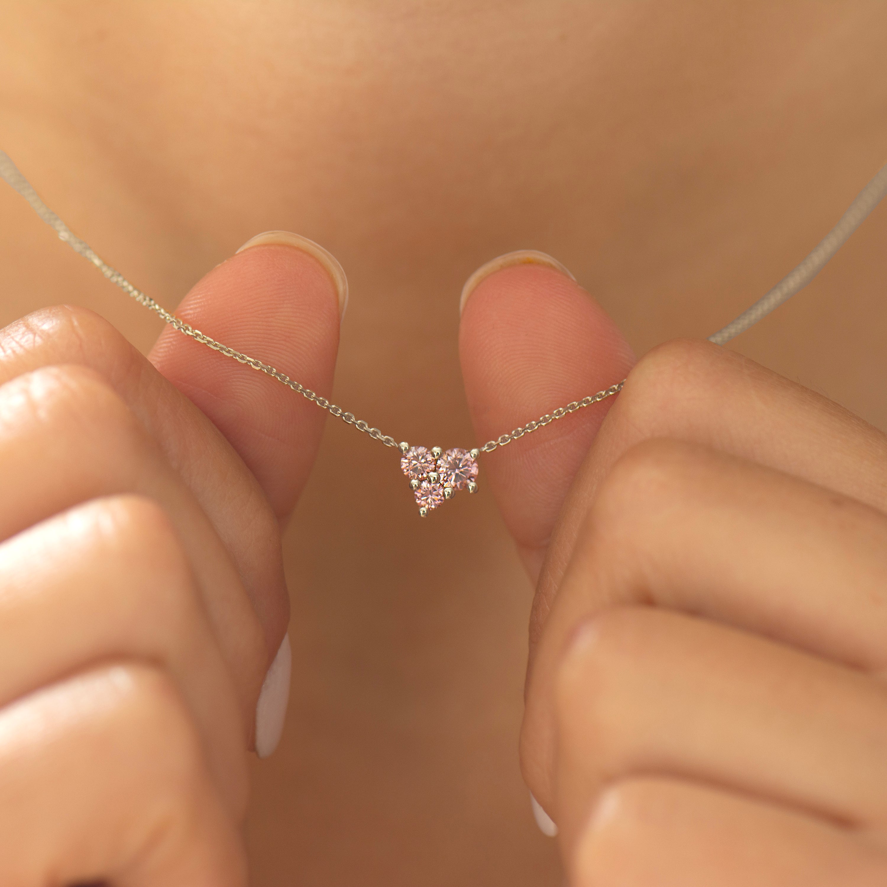 Pink Lab Diamonds Heart Necklace