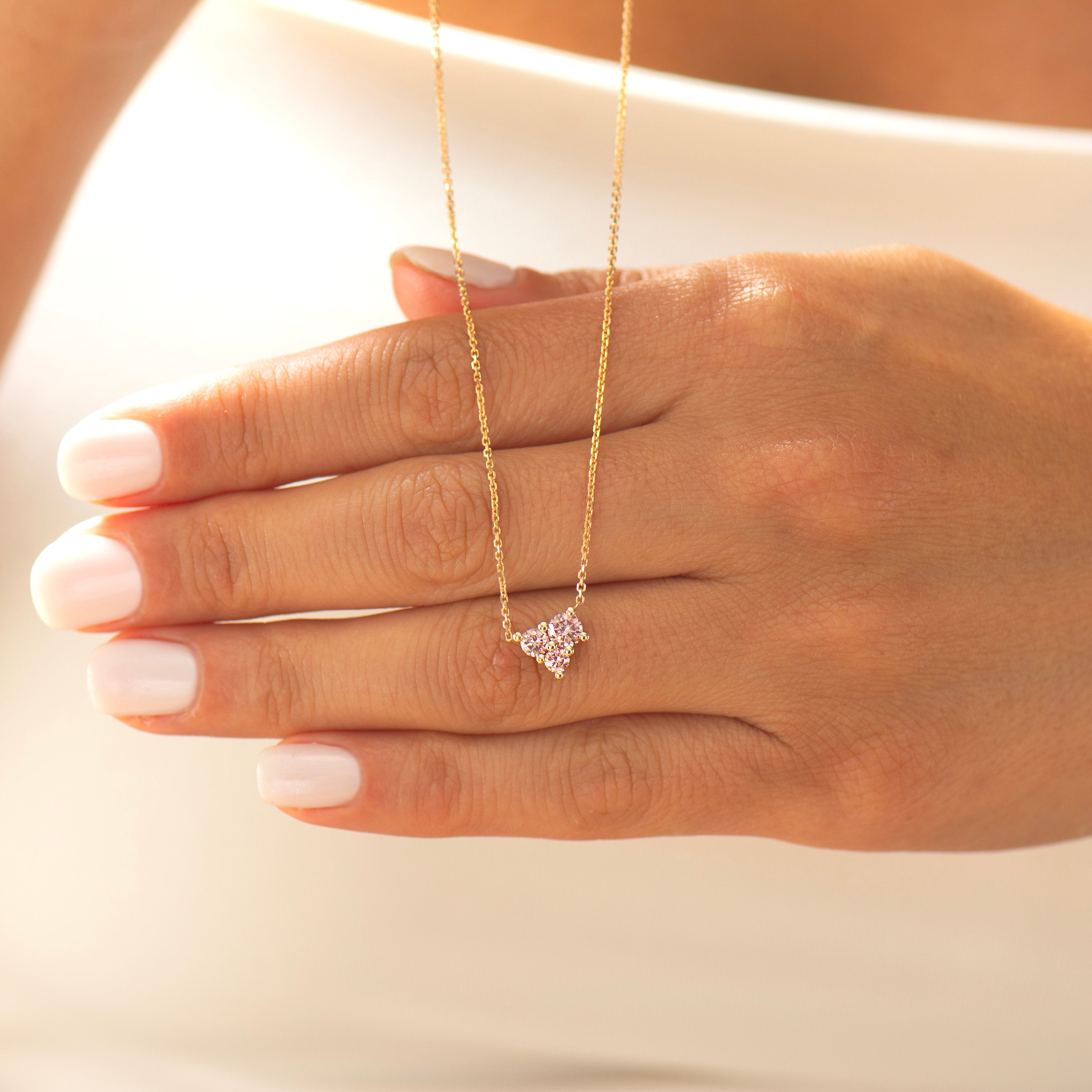 Pink Lab Diamonds Heart Necklace