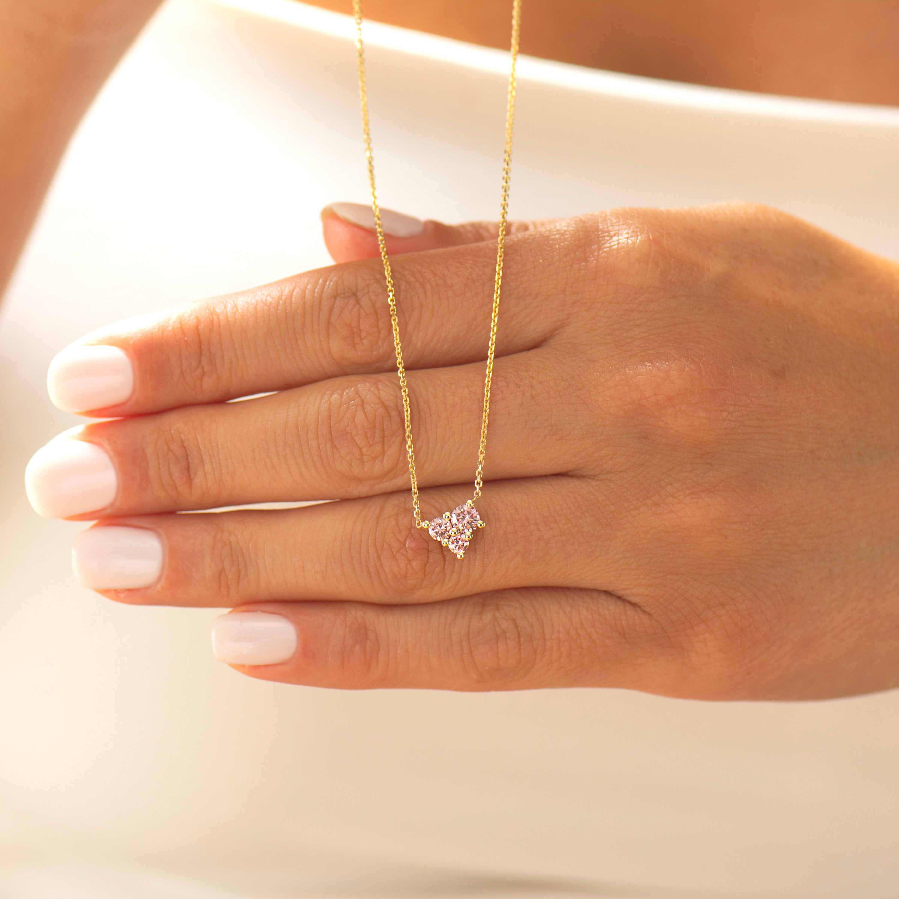 Pink Lab Diamonds Heart Necklace